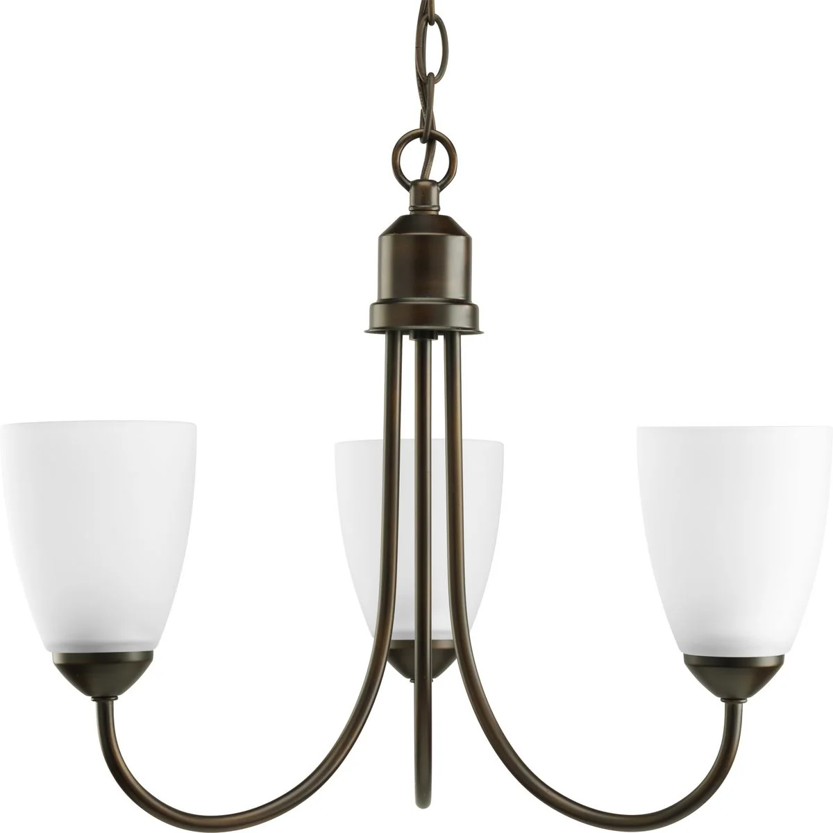 Gather Collection Three-Light Etched Glass Chandelier Light