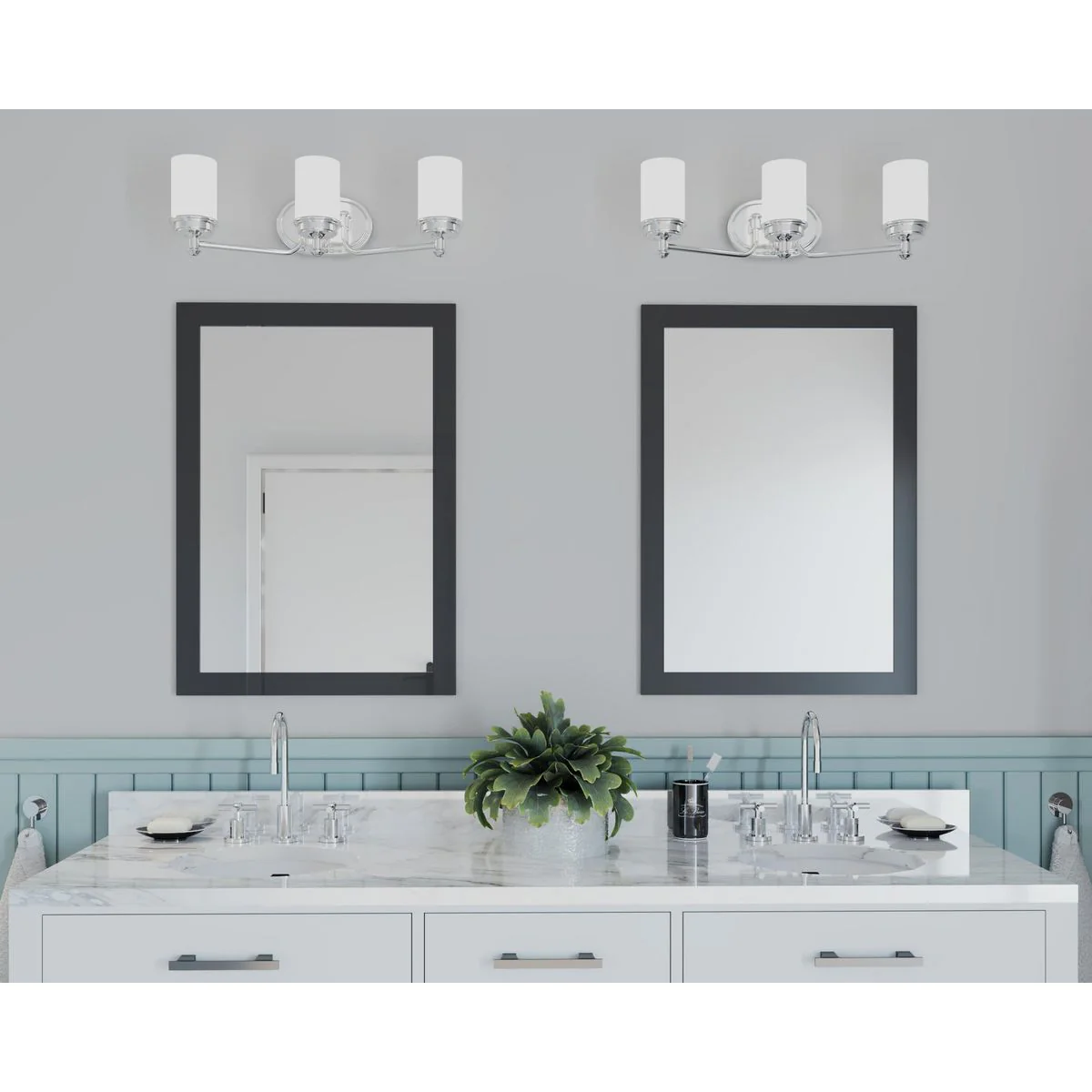 Glide Collection Three-Light Etched Opal Glass Bath Vanity Light - Image 4