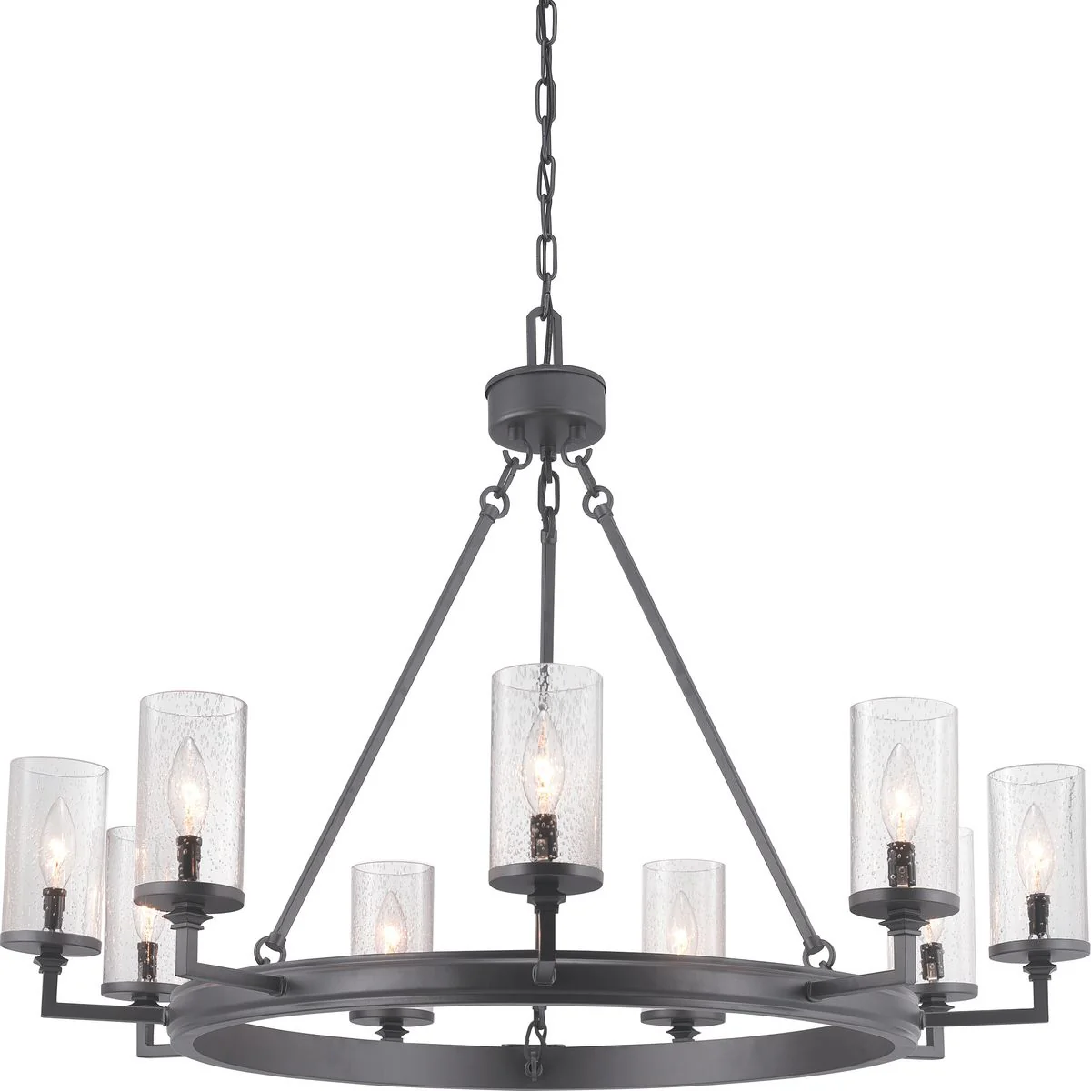 Gresham Collection Nine-Light Clear Seeded Glass Chandelier Light