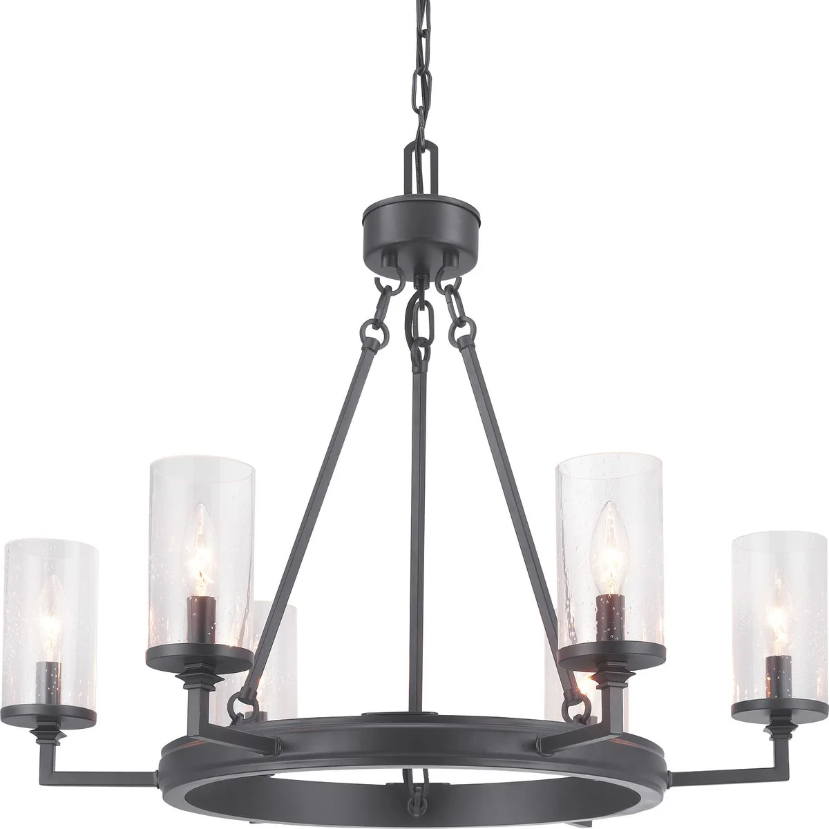 Gresham Collection Six-Light Clear Seeded Glass Chandelier Light