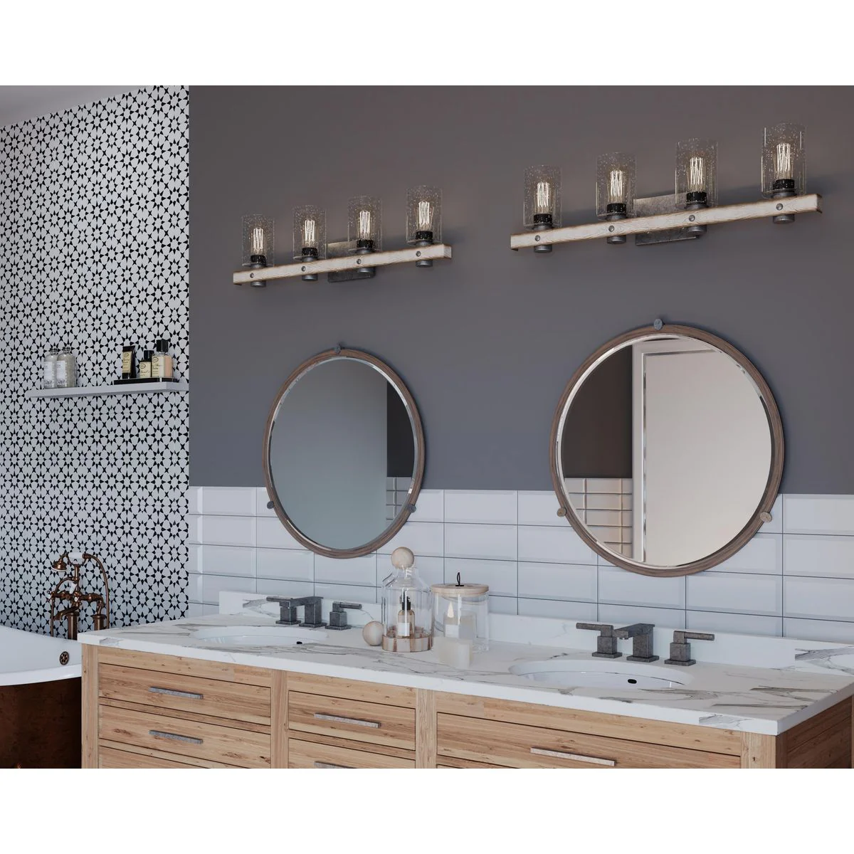 Gulliver Collection Four-Light Clear Seeded Glass Bath Vanity Light - Image 3