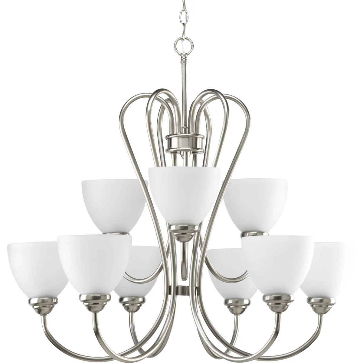 Heart Collection Nine-Light Etched Glass Chandelier Light