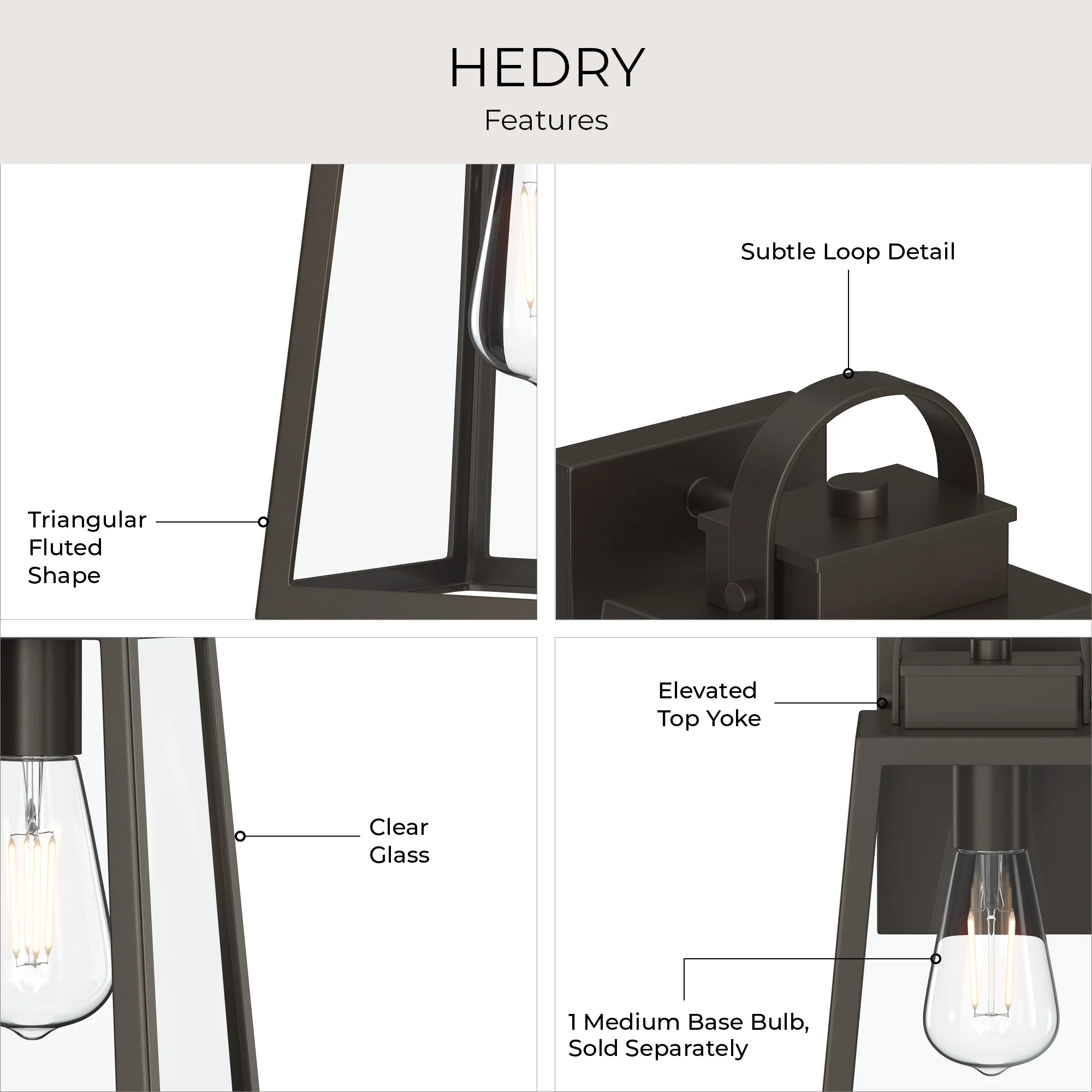 Hedry Medium Outdoor Wall Lantern with Clear Glass Panels - Image 17