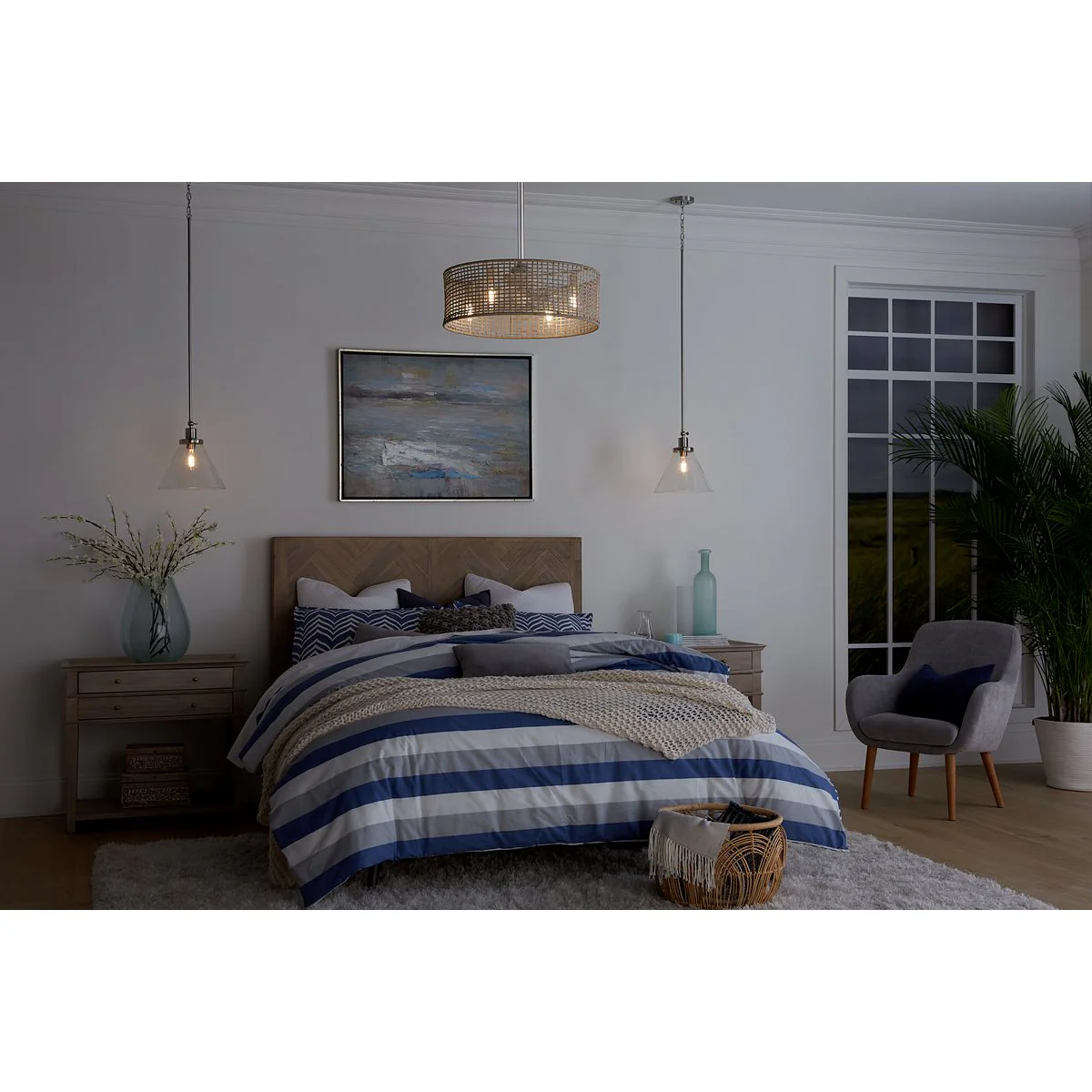 Hinton Collection One-Light Seeded Glass Hanging Pendant Light - Image 7