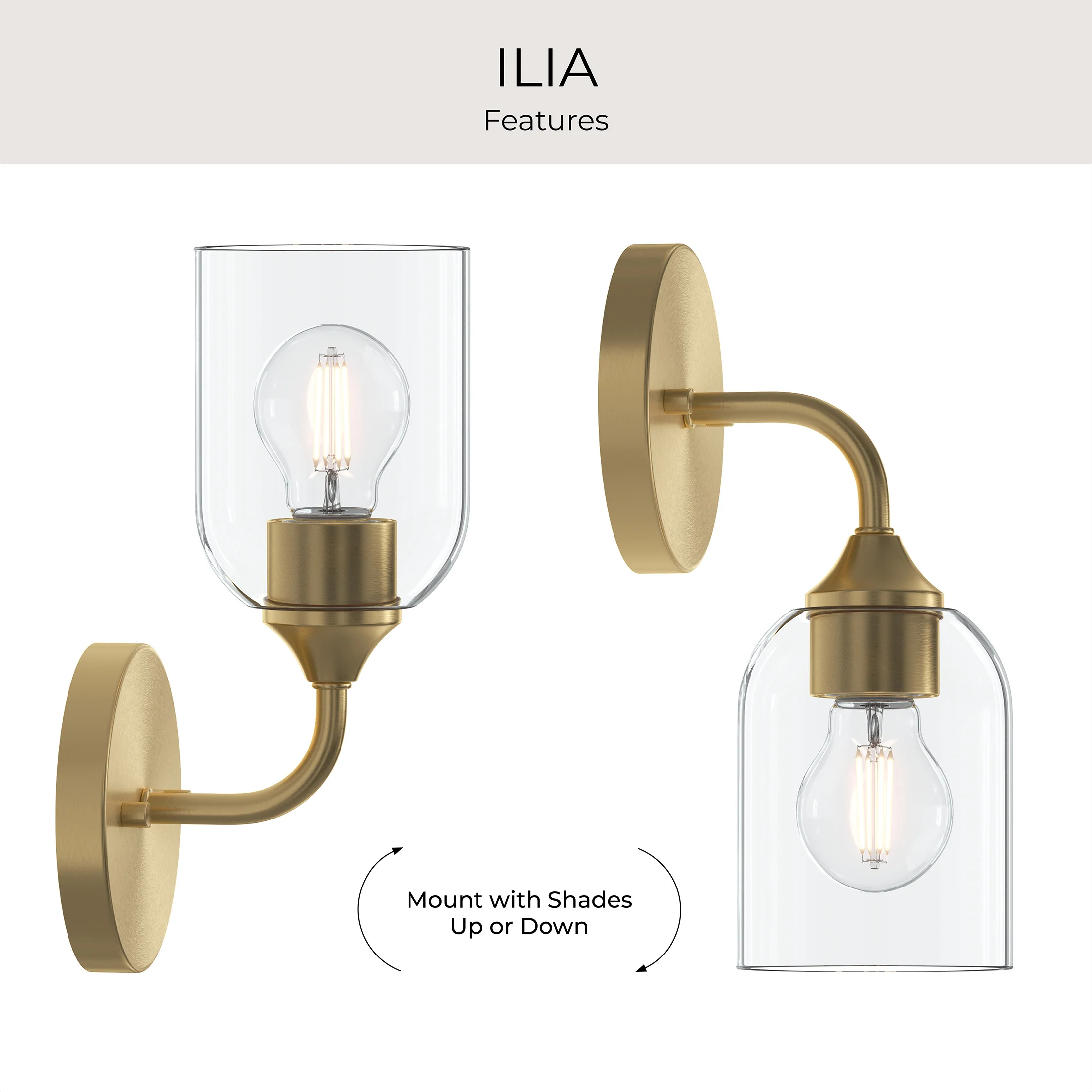 Ilia 1-Light Wall Sconce with Clear Glass Shade - Image 28