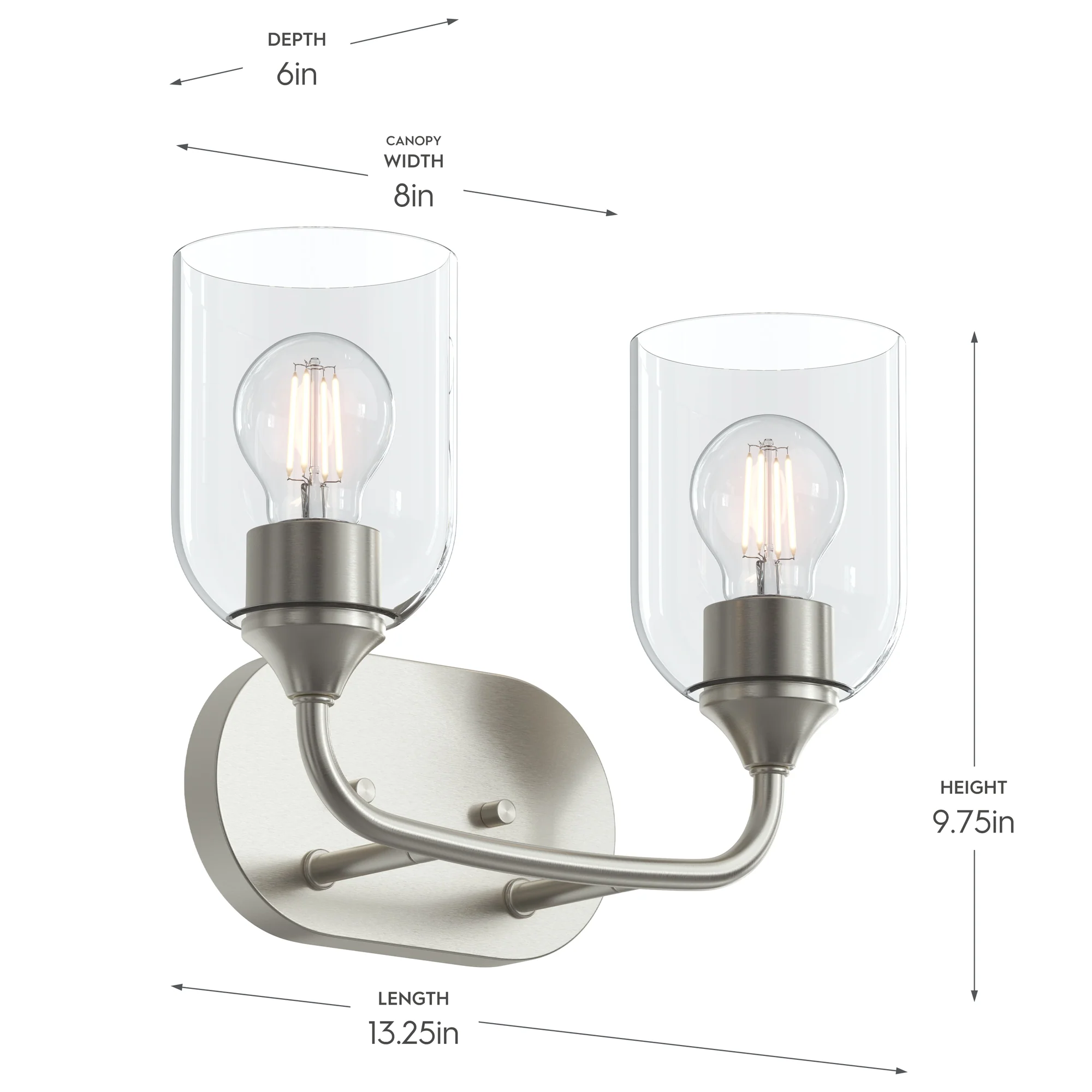 Ilia 2-Light Bath Vanity with Clear Glass Shade - Image 29