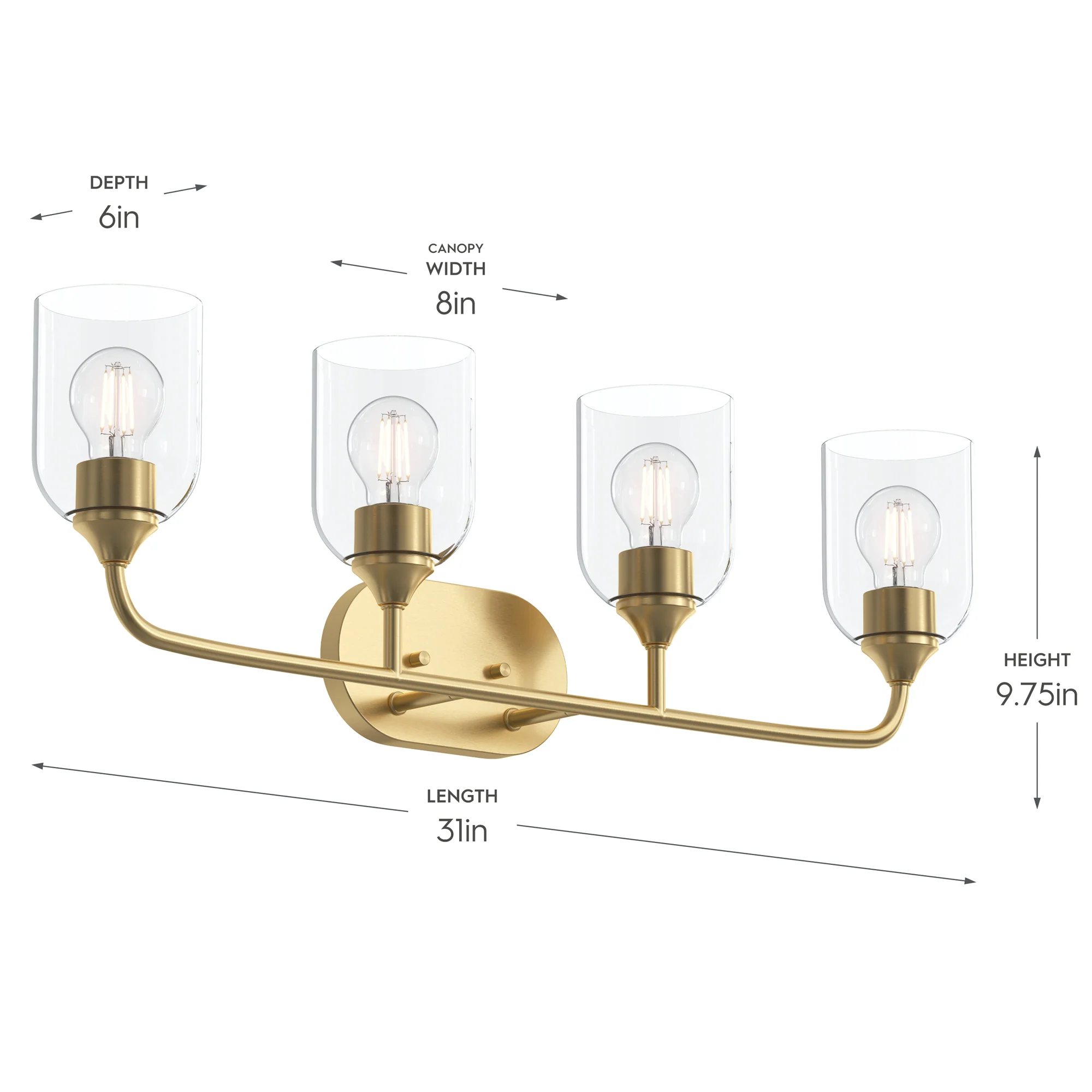 Ilia 4-Light Bath Vanity with Clear Glass Shade - Image 12