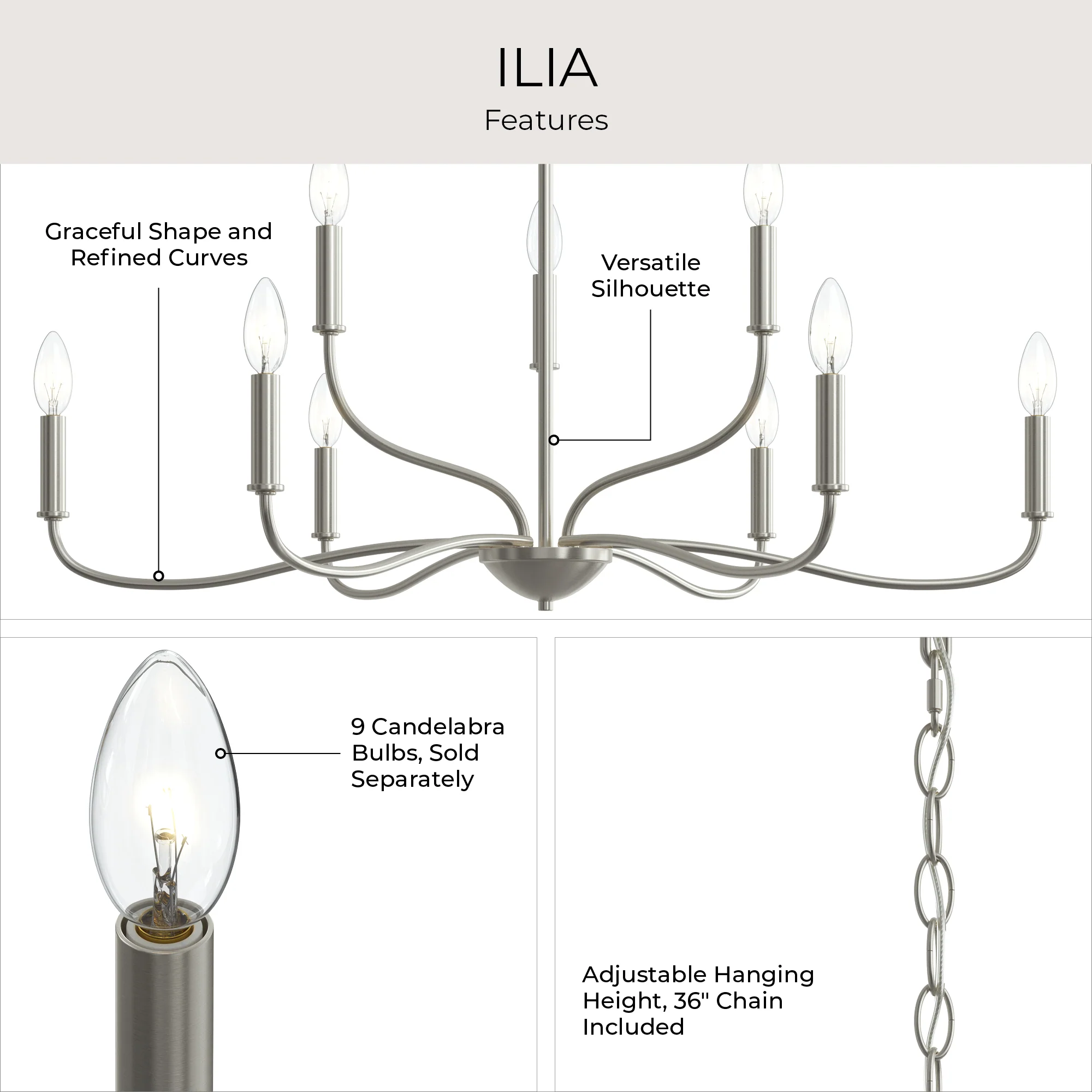 Ilia 9-Light Two-Tier Chandelier - Image 4