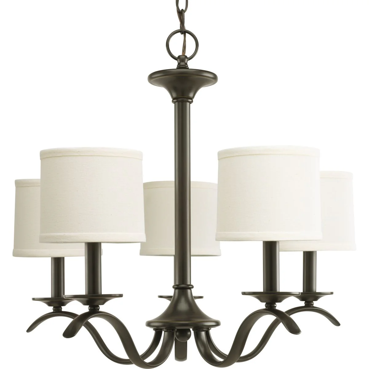 Inspire Collection Five-Light Off-White Linen Shade Chandelier Light - Image 2