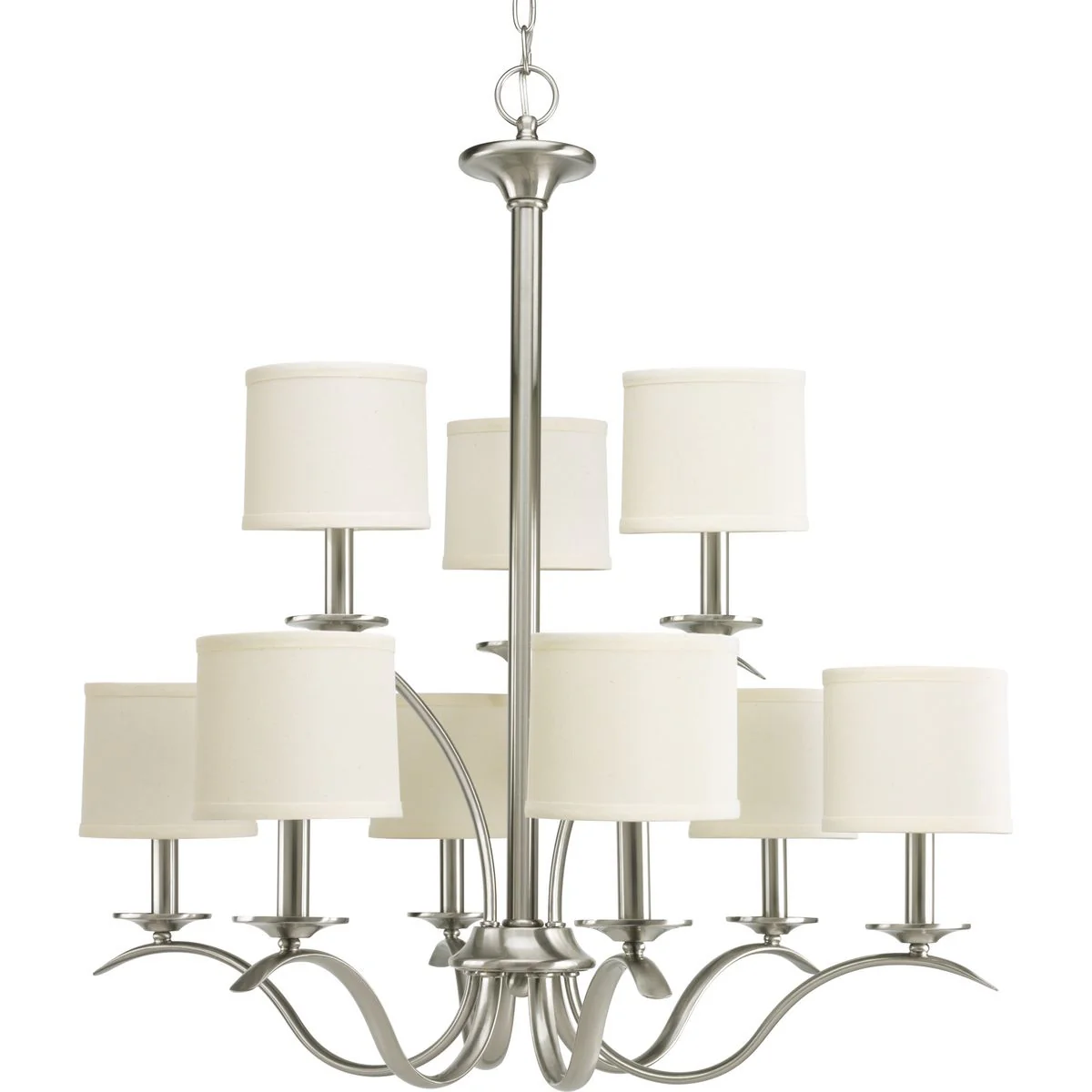 Inspire Collection Nine-Light Off-White Linen Shade Chandelier Light