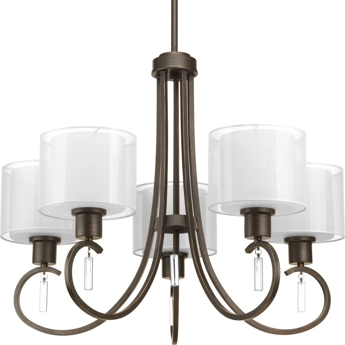 Invite Collection Five-Light White Silk Mylar Shade Chandelier Light