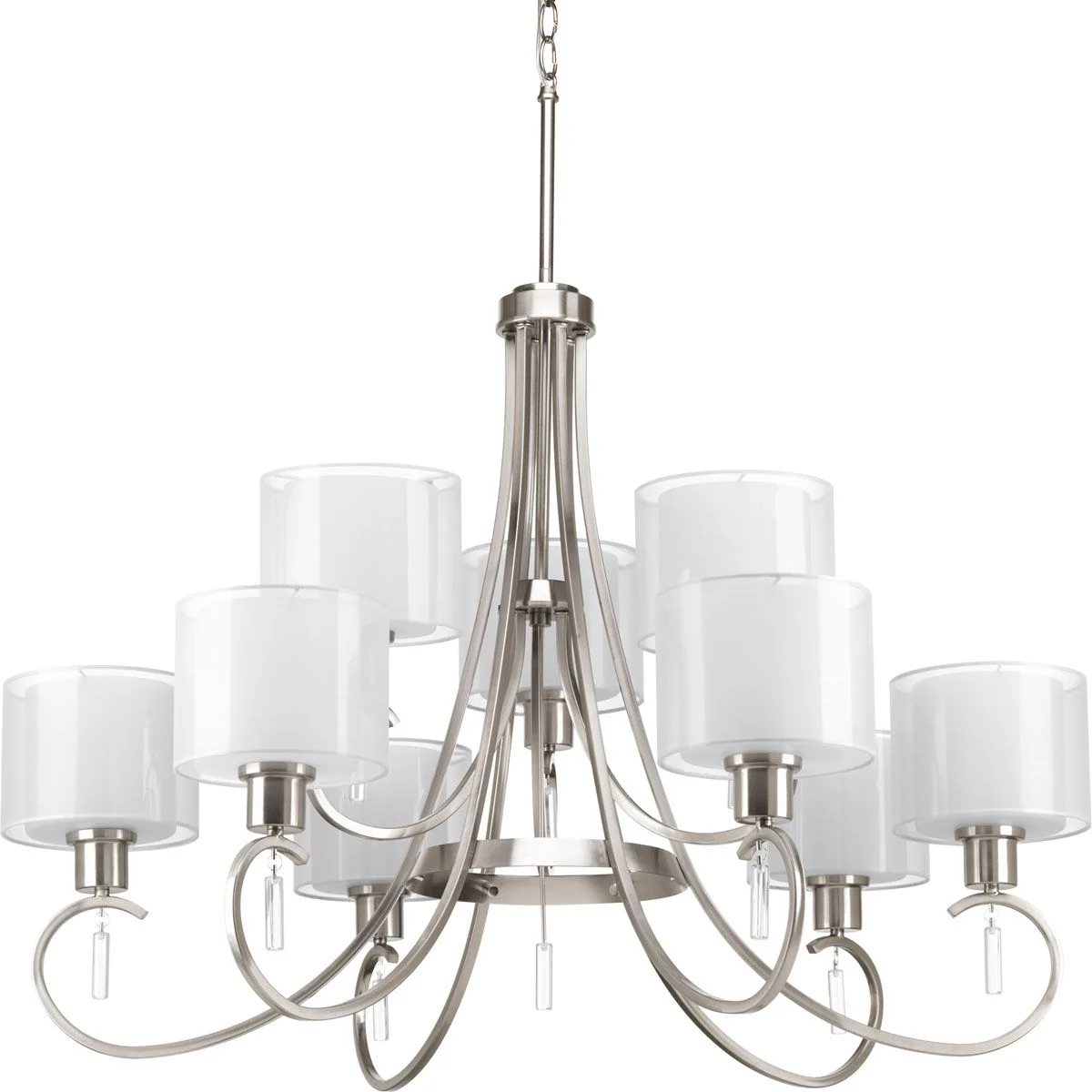 Invite Collection Nine-Light White Silk Mylar Shade Chandelier Light