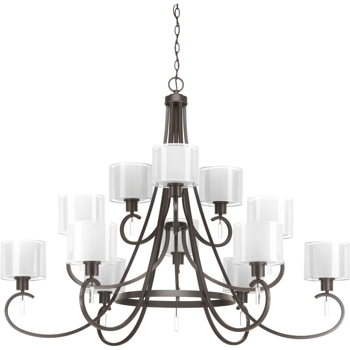 Invite Collection Twelve-Light Silk Mylar Shade Chandelier Light