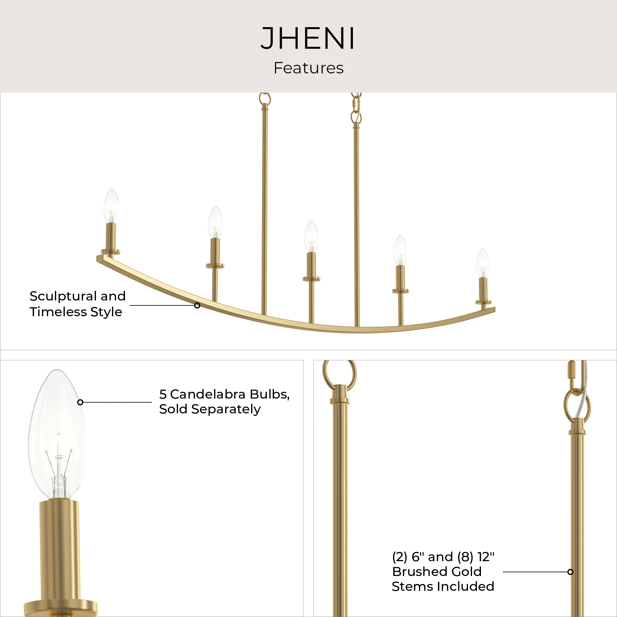 Jheni Five-Light Linear Chandelier - Image 24