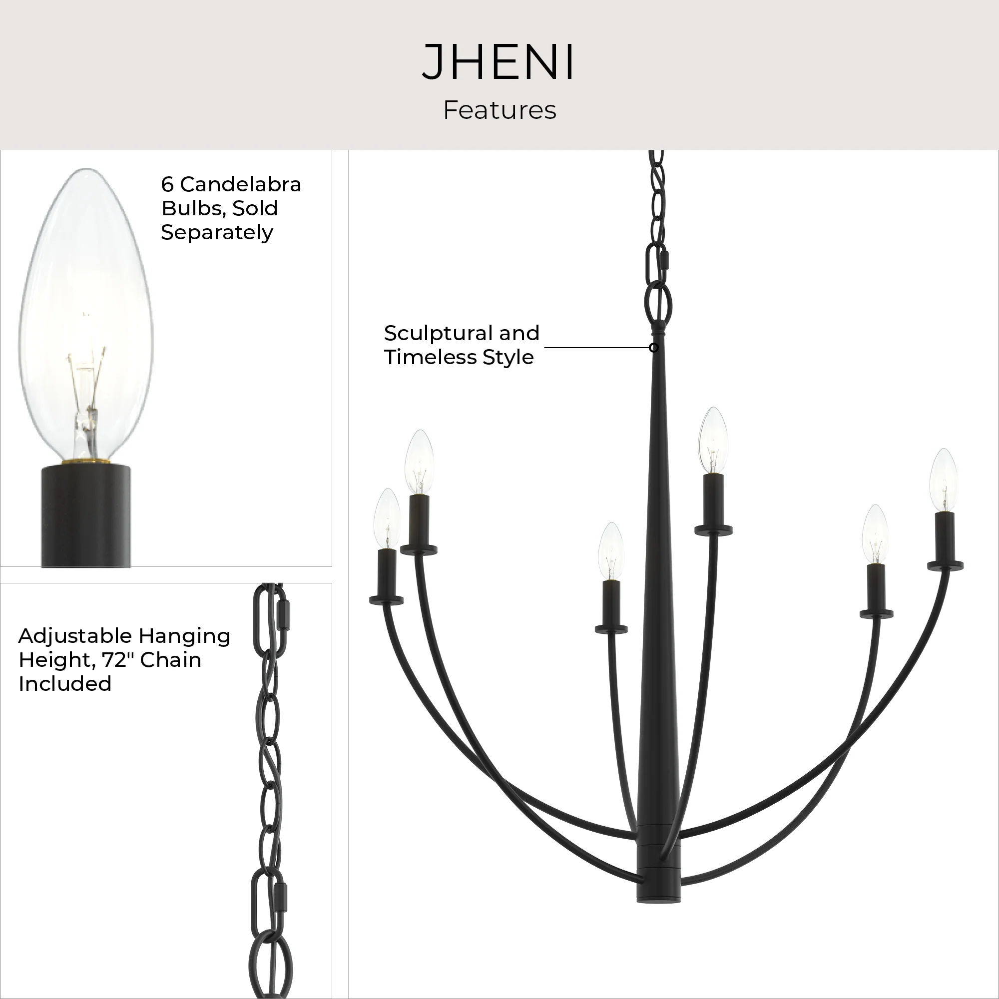 Jheni Six-Light Chandelier - Image 15