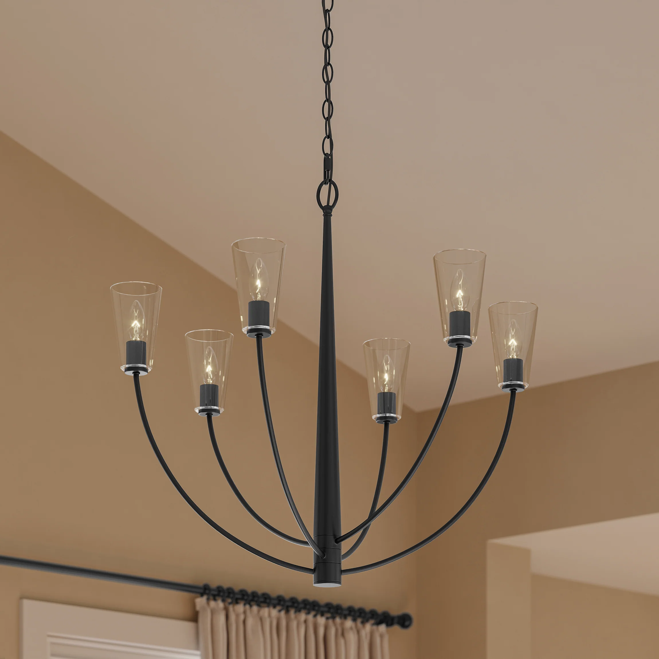 Jheni Six-Light Chandelier with Clear Glass Shades - Image 12