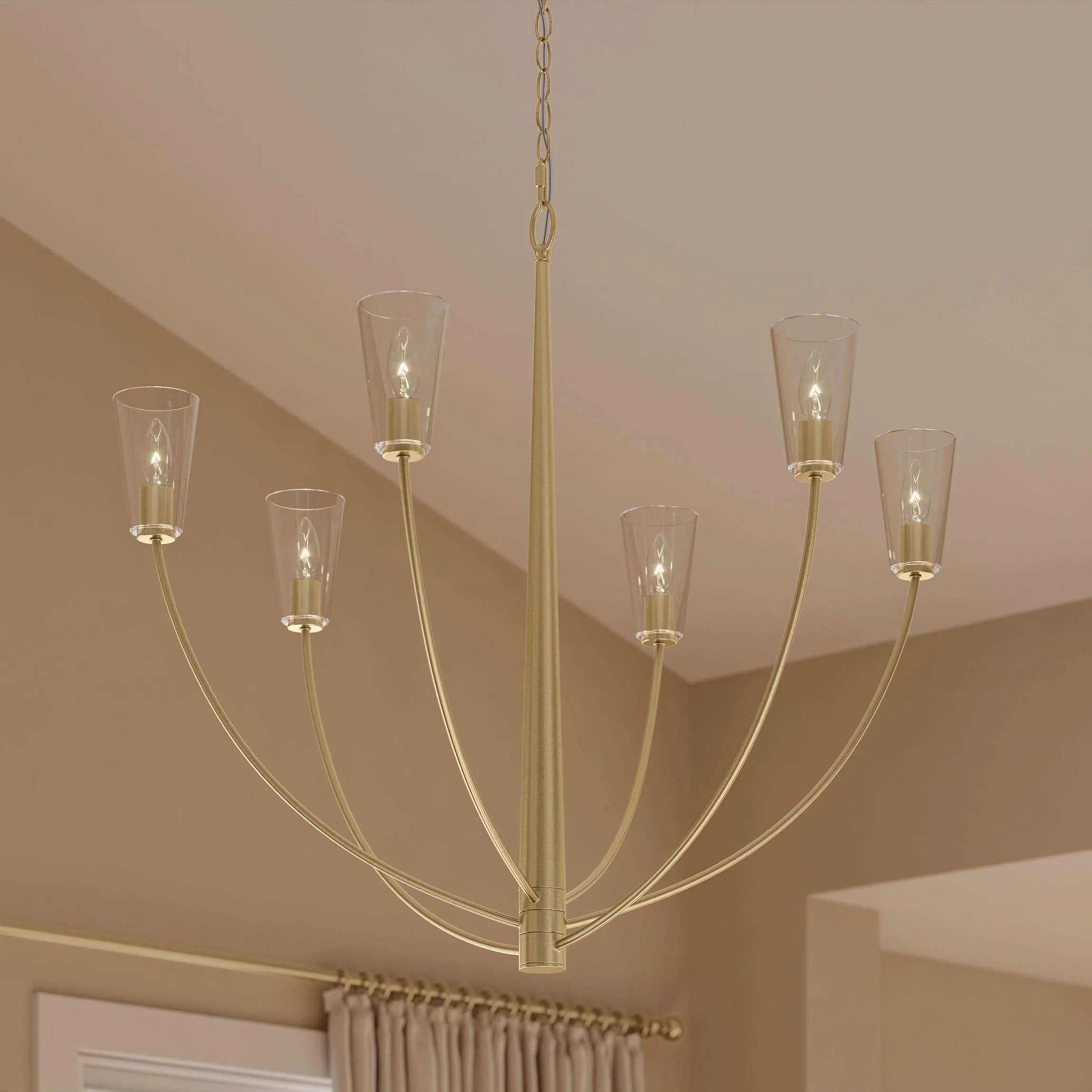 Jheni Six-Light Large Chandelier with Clear Glass Shades - Image 9