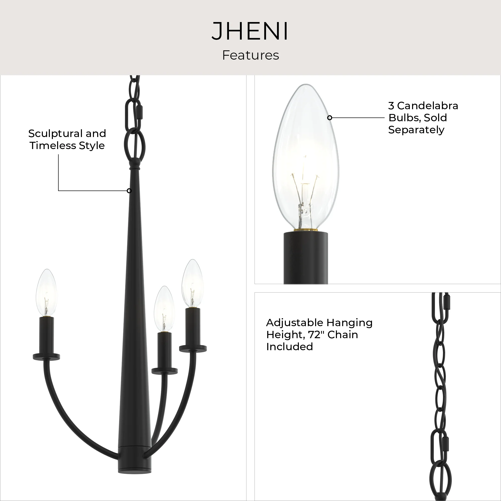 Jheni Three-Light  Chandelier - Image 11