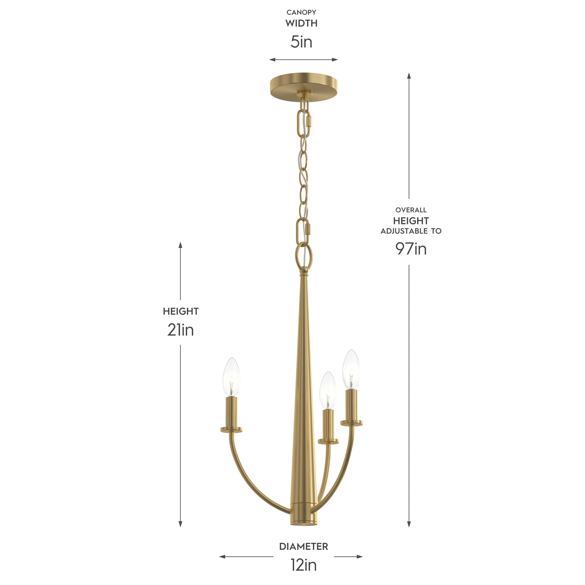 Jheni Three-Light  Chandelier - Image 17