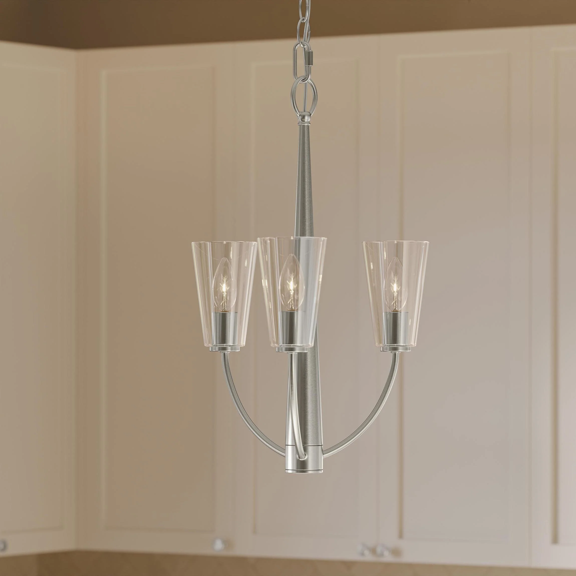 Jheni Three-Light  Chandelier with Clear Glass Shades - Image 16