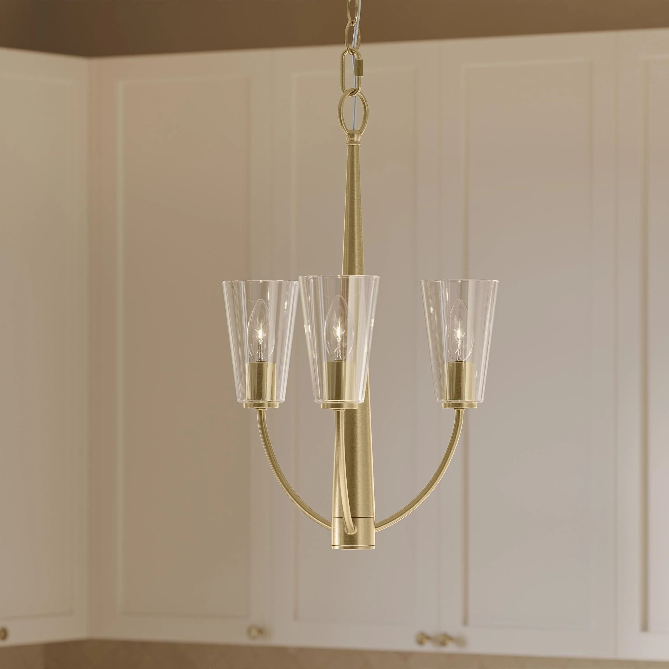 Jheni Three-Light  Chandelier with Clear Glass Shades - Image 9