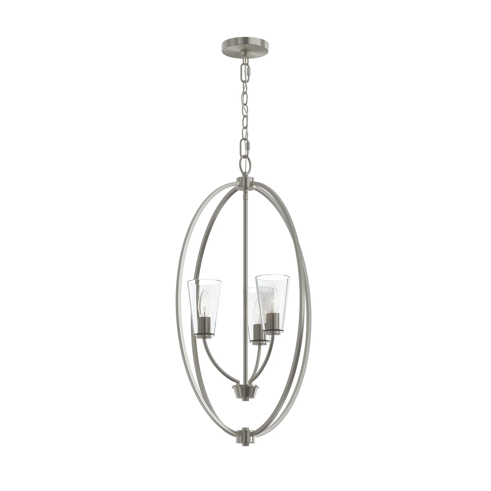 Jheni Three-Light Foyer Pendant with Clear Glass Shades - Image 10