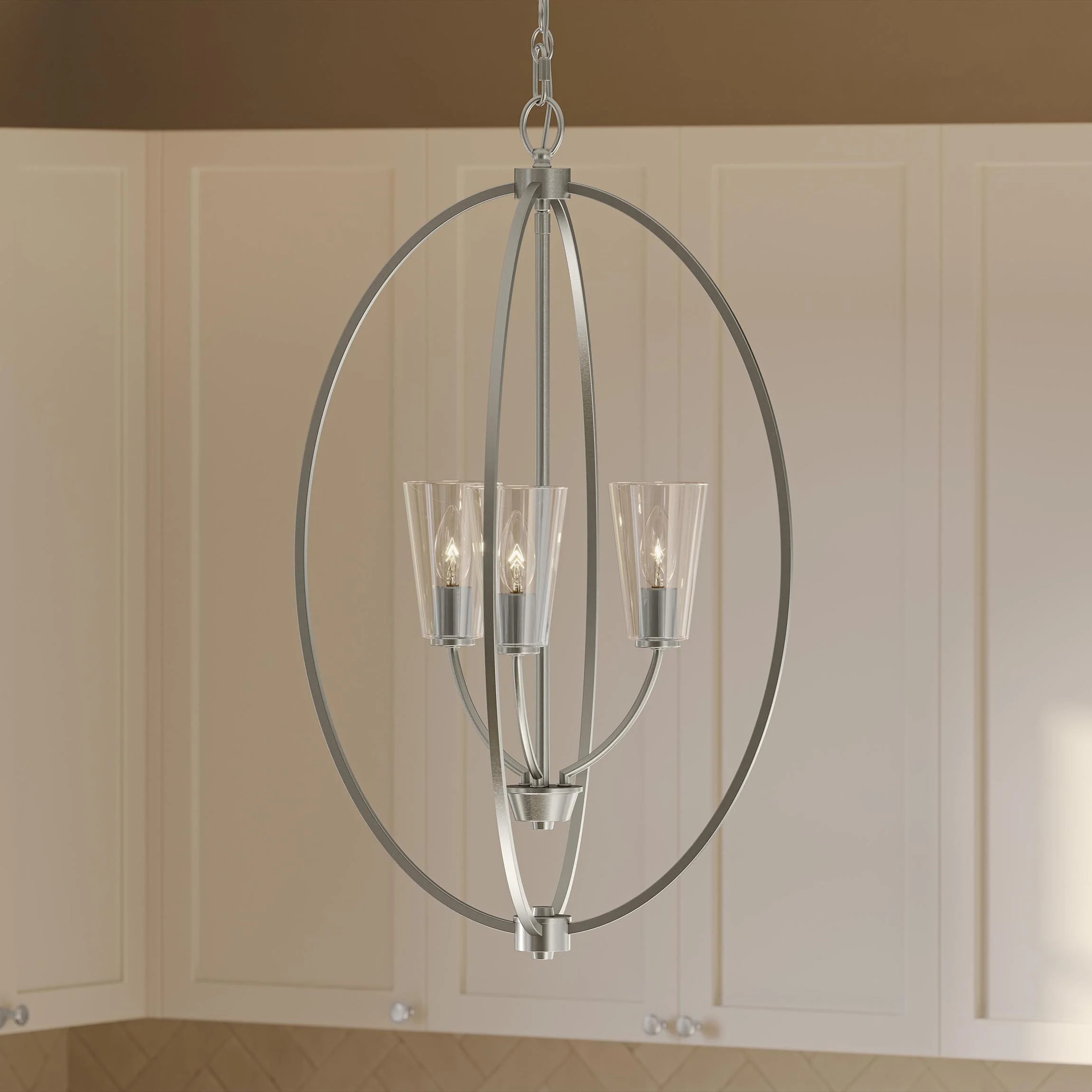 Jheni Three-Light Foyer Pendant with Clear Glass Shades - Image 12