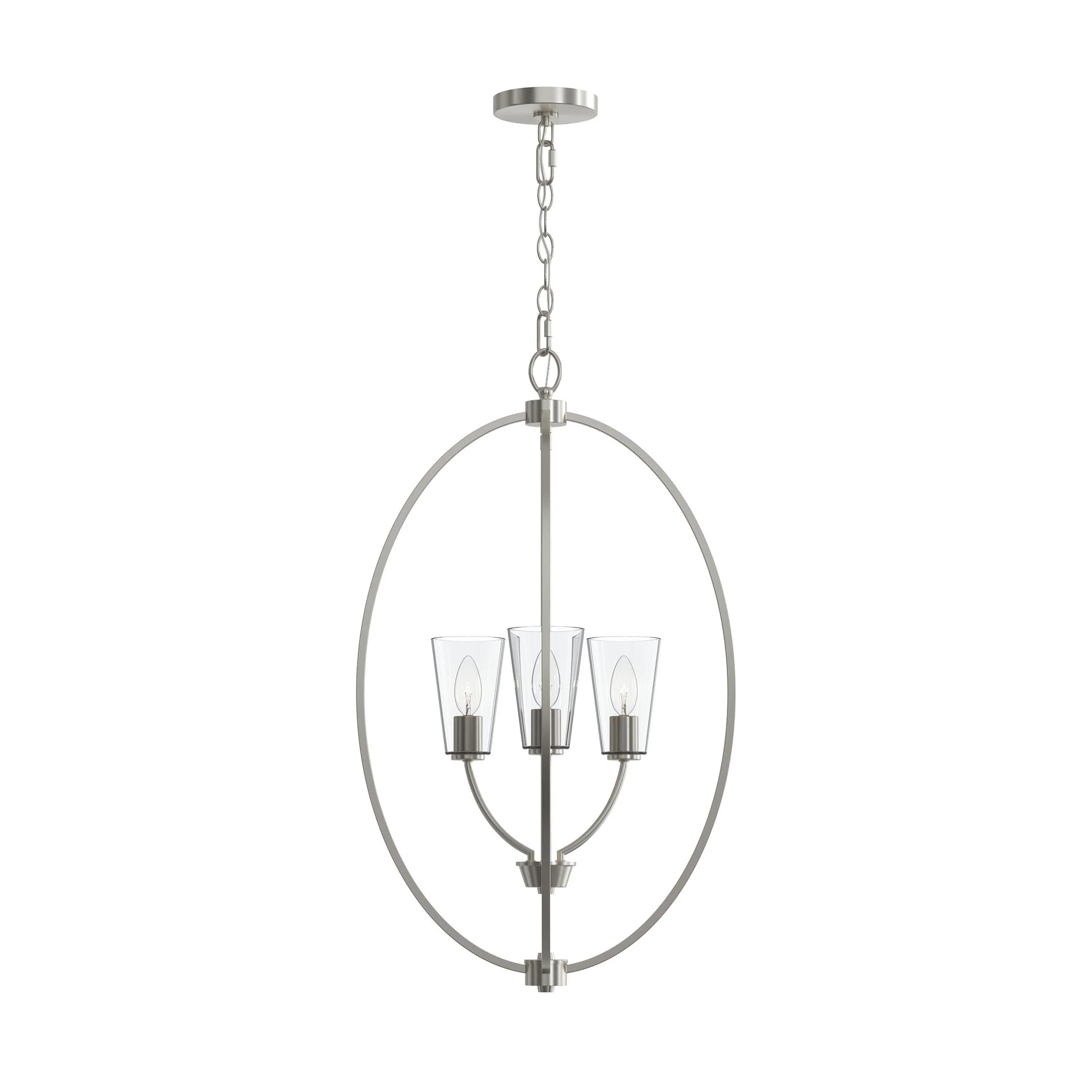 Jheni Three-Light Foyer Pendant with Clear Glass Shades - Image 18