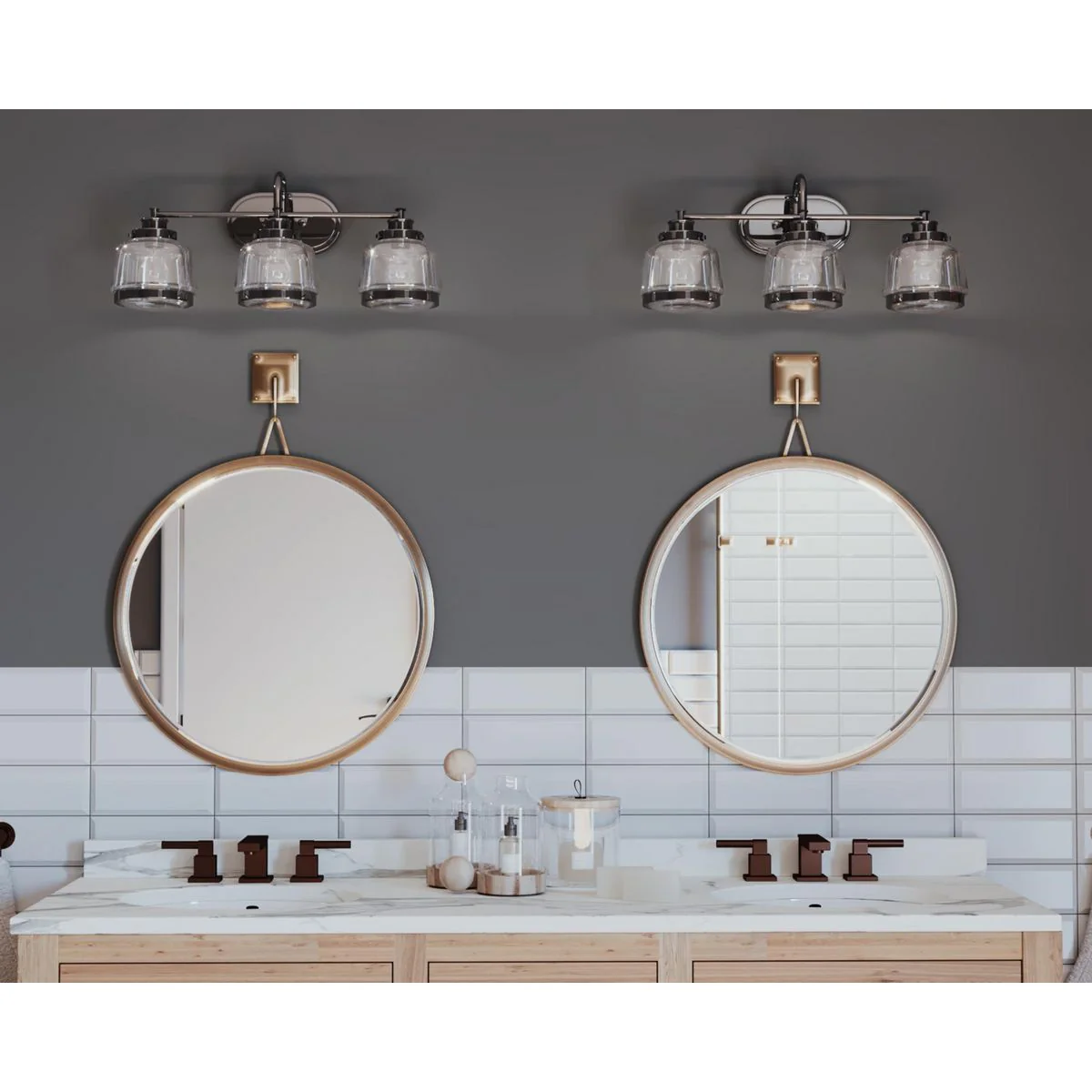 Judson Collection Three-Light Clear Glass Bath Vanity Light - Image 3