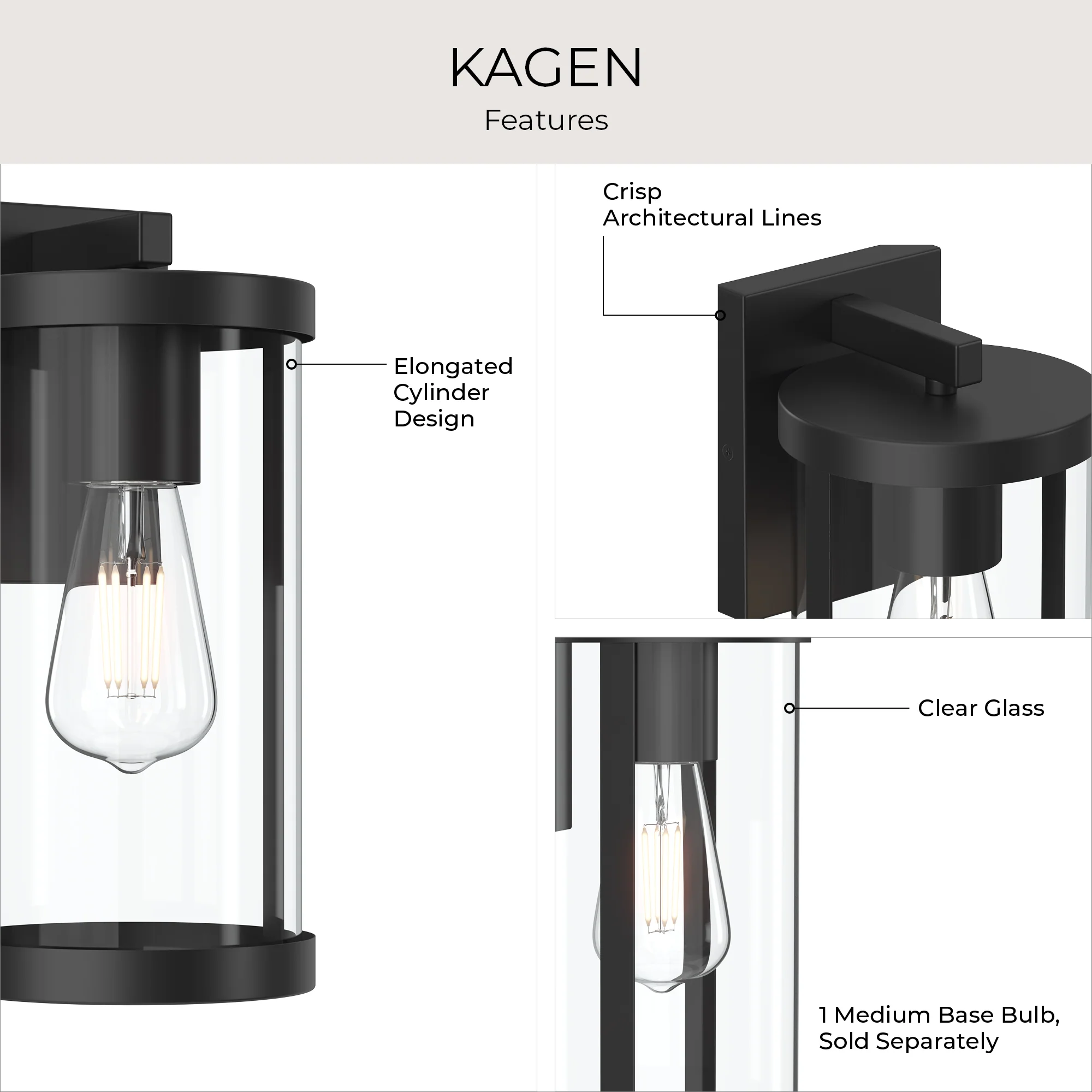 Kagen Extra Large Outdoor Wall Light with Clear Glass Panels - Image 13