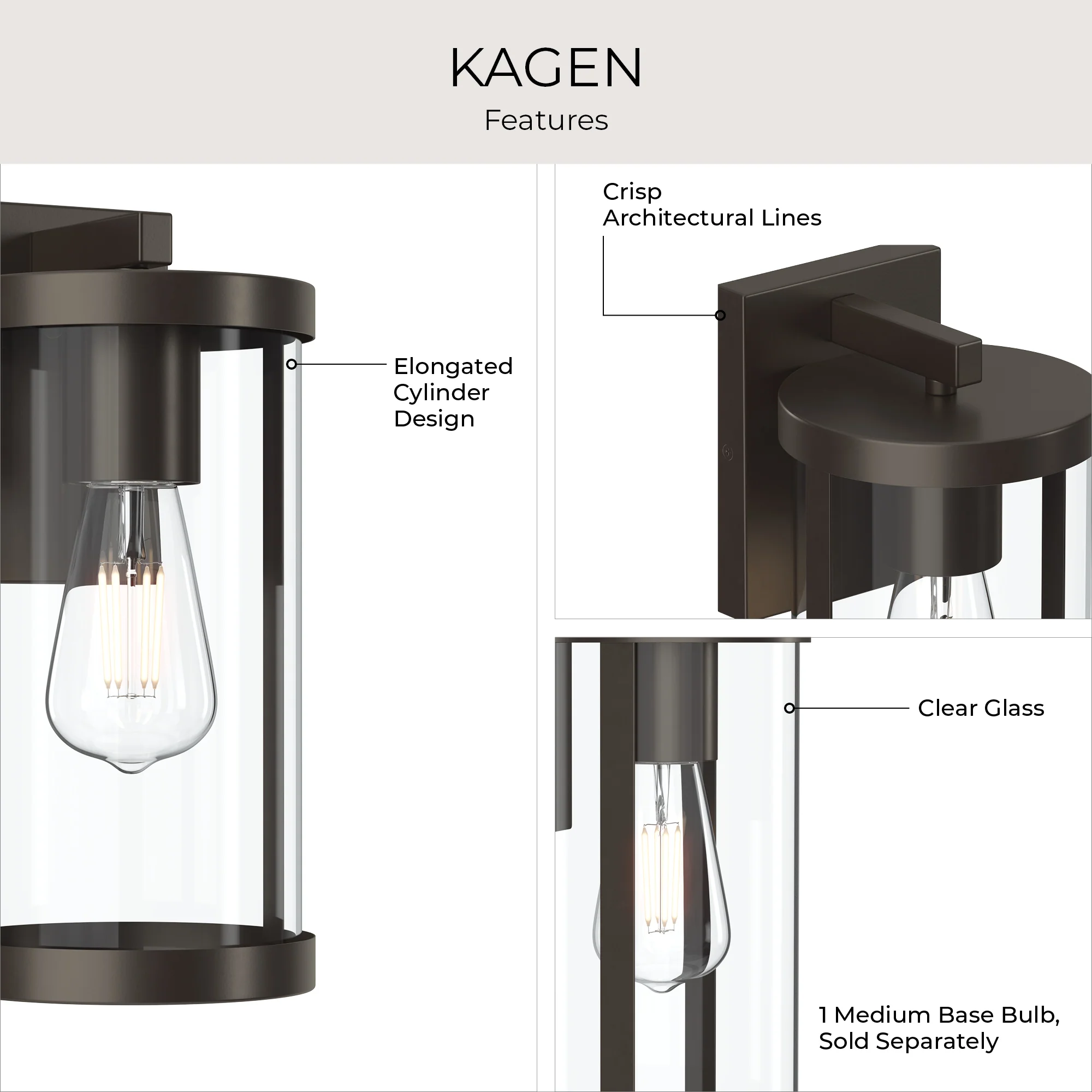 Kagen Extra Large Outdoor Wall Light with Clear Glass Panels - Image 5