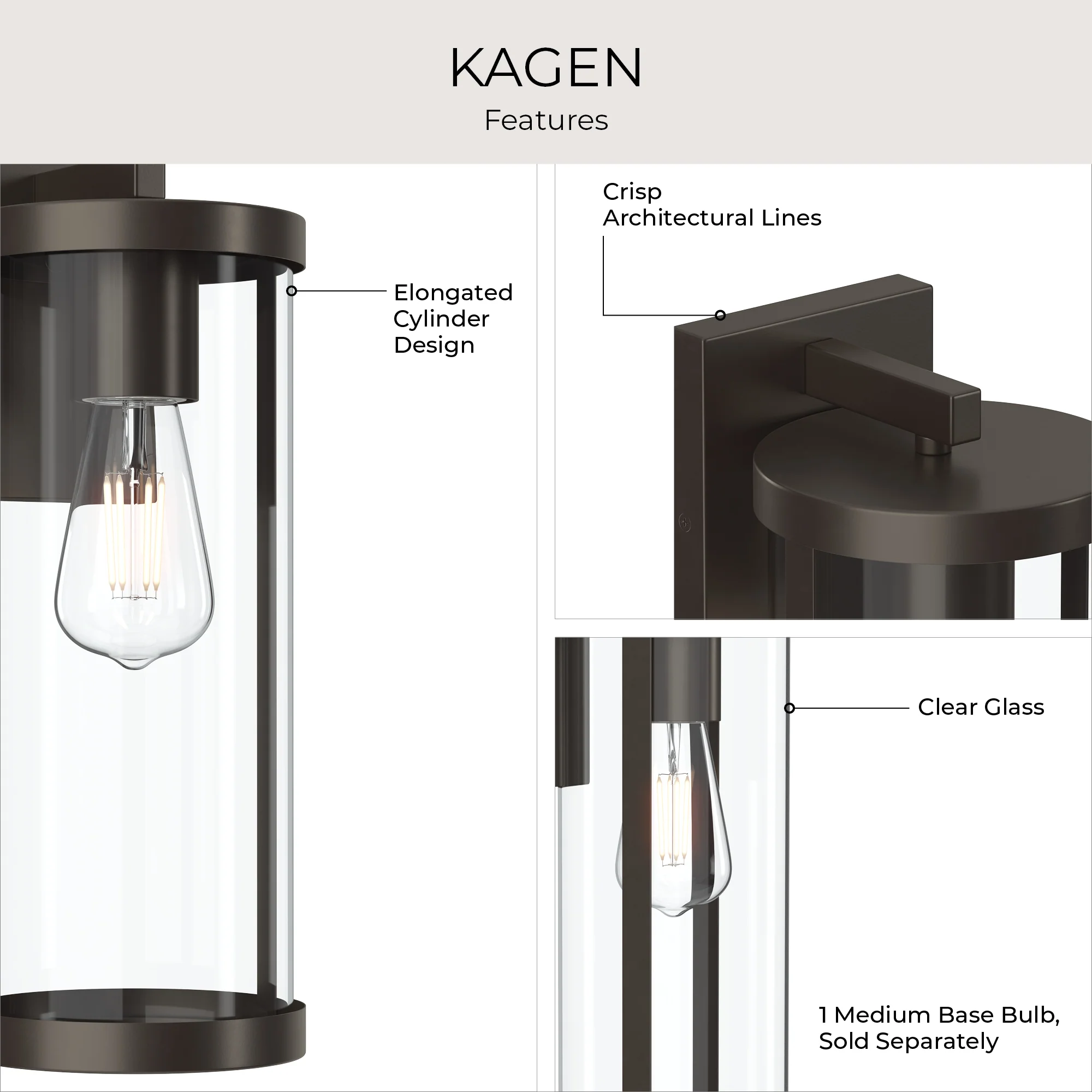 Kagen Large Outdoor Wall Light with Clear Glass Panels - Image 13