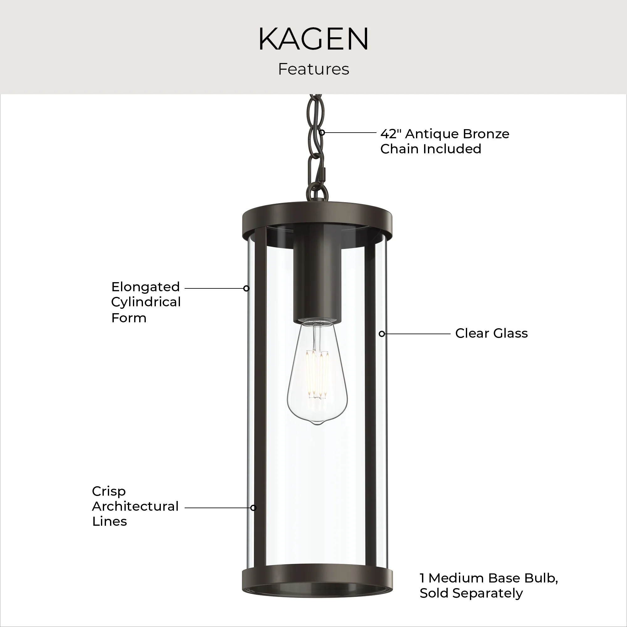 Kagen Outdoor Pendant Light with Clear Glass Panels - Image 4