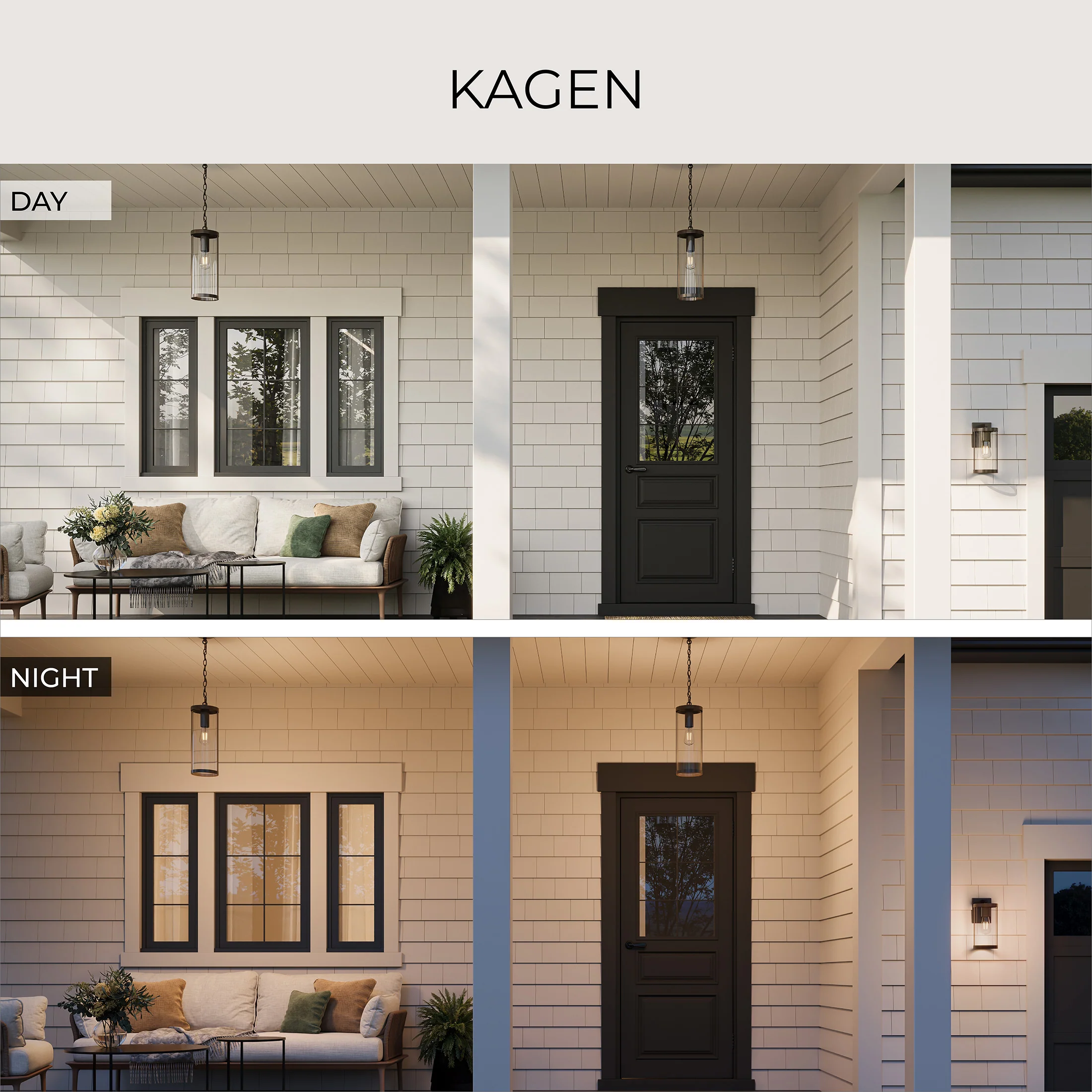 Kagen Outdoor Pendant Light with Clear Glass Panels - Image 5
