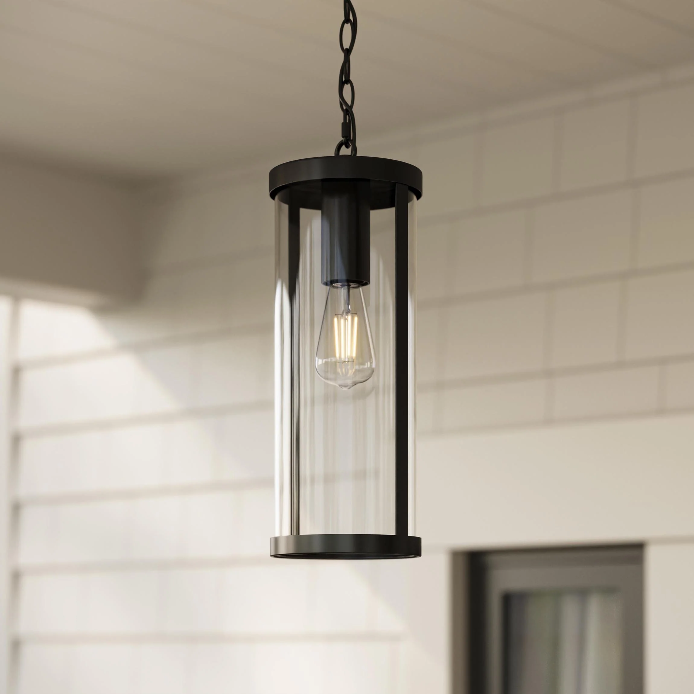 Kagen Outdoor Pendant Light with Clear Glass Panels - Image 8