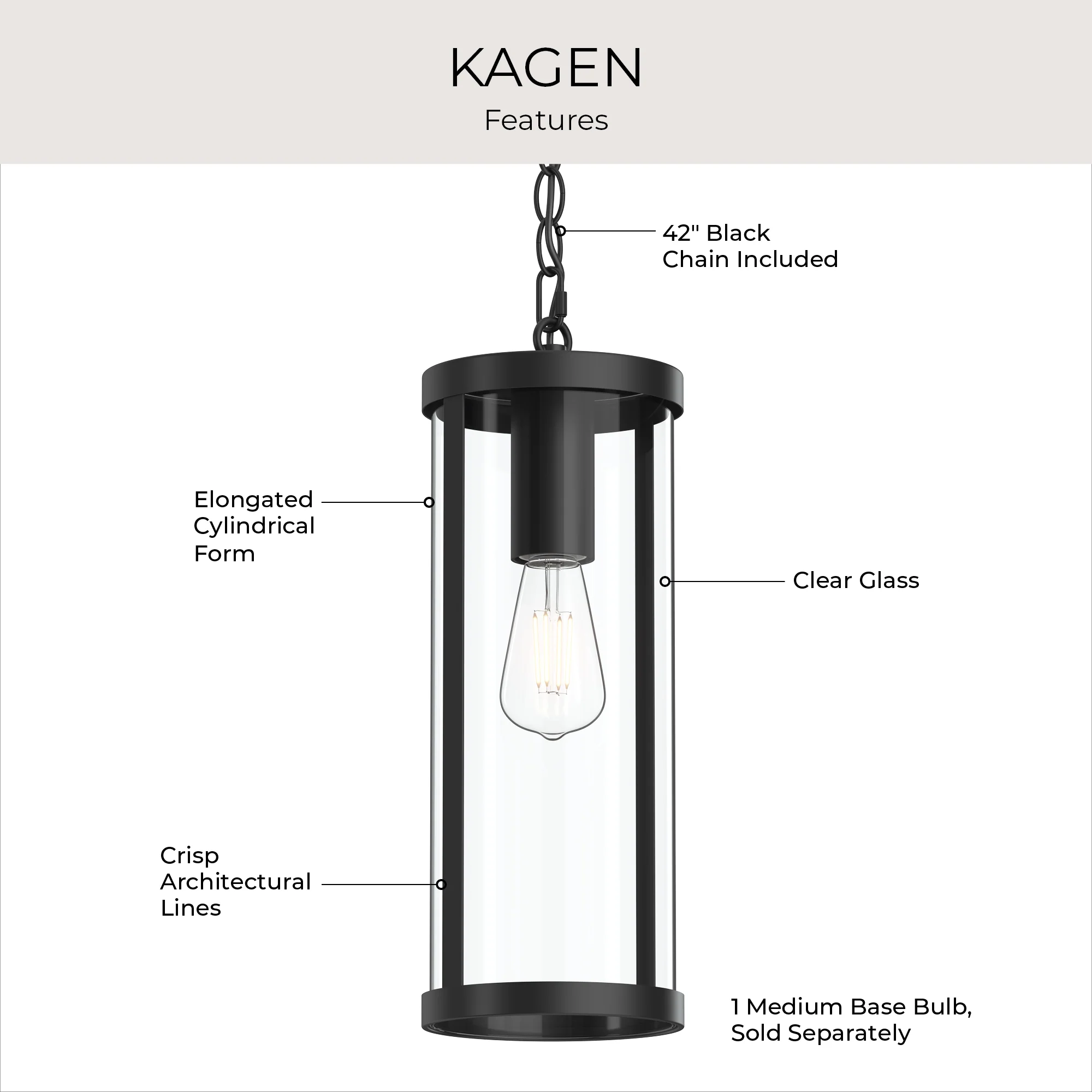 Kagen Outdoor Pendant Light with Clear Glass Panels - Image 9