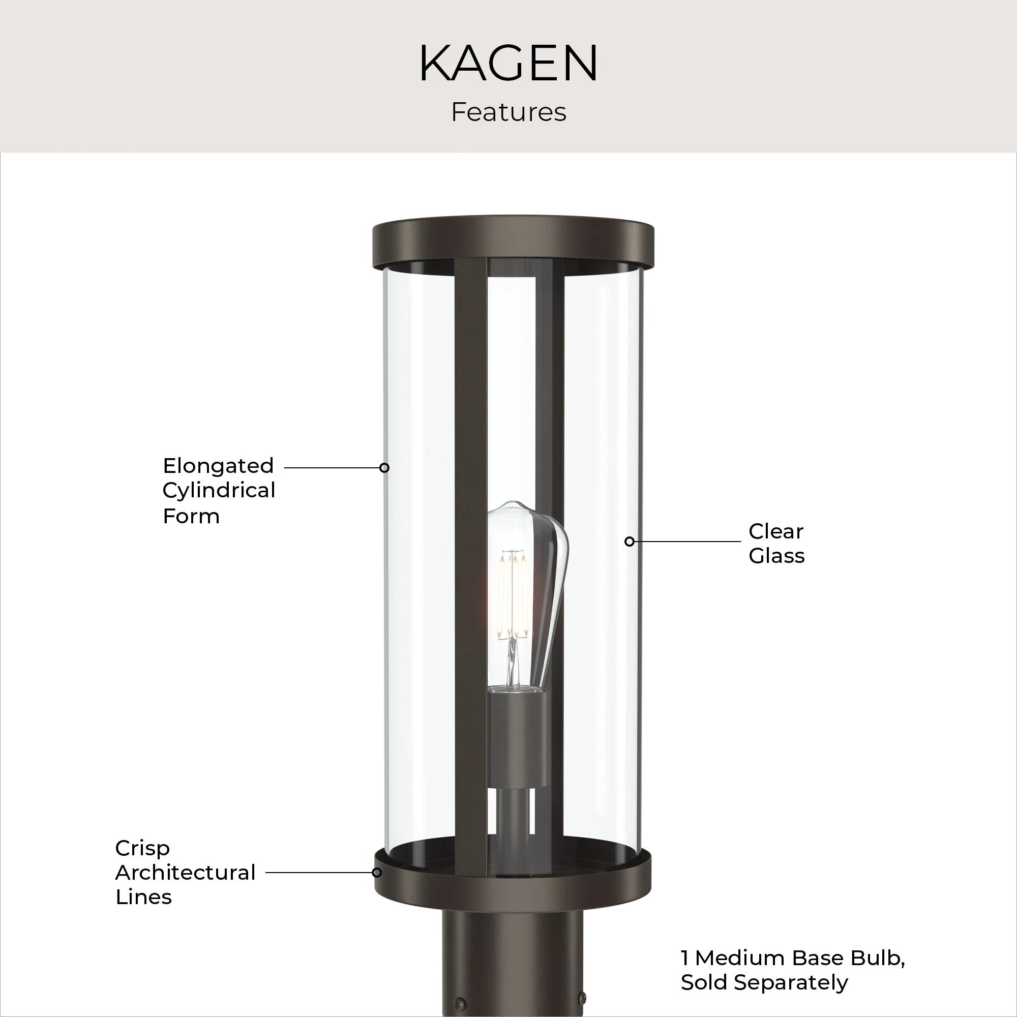 Kagen Outdoor Post Light with Clear Glass Panels - Image 13