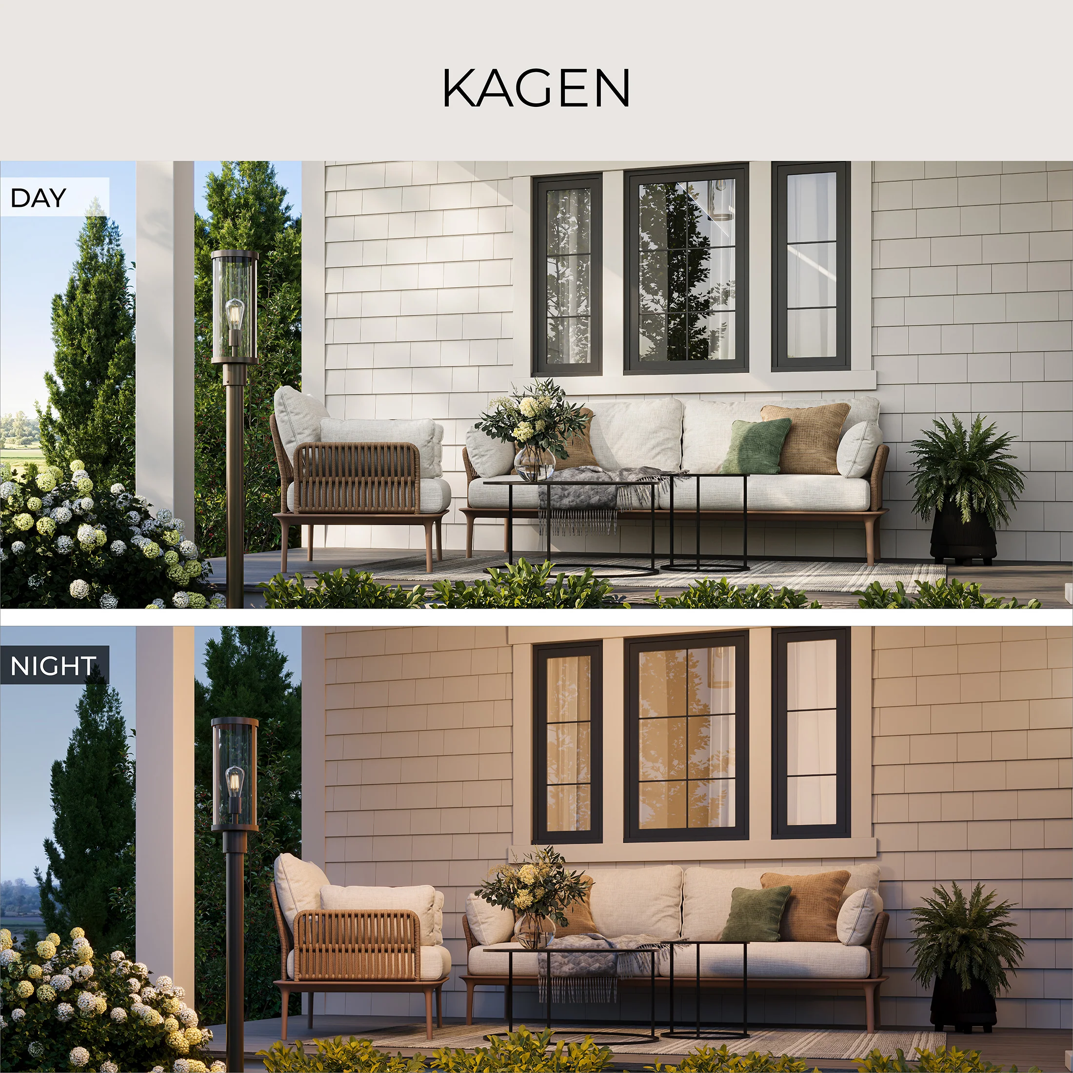 Kagen Outdoor Post Light with Clear Glass Panels - Image 14