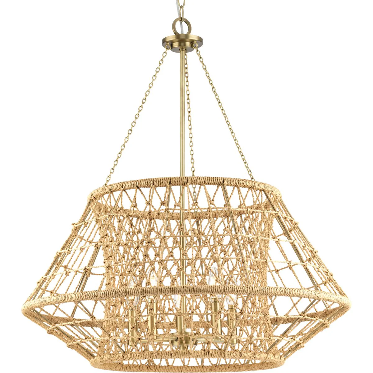 Laila Collection Five-Light Chandelier with Woven Jute Accents - Image 3