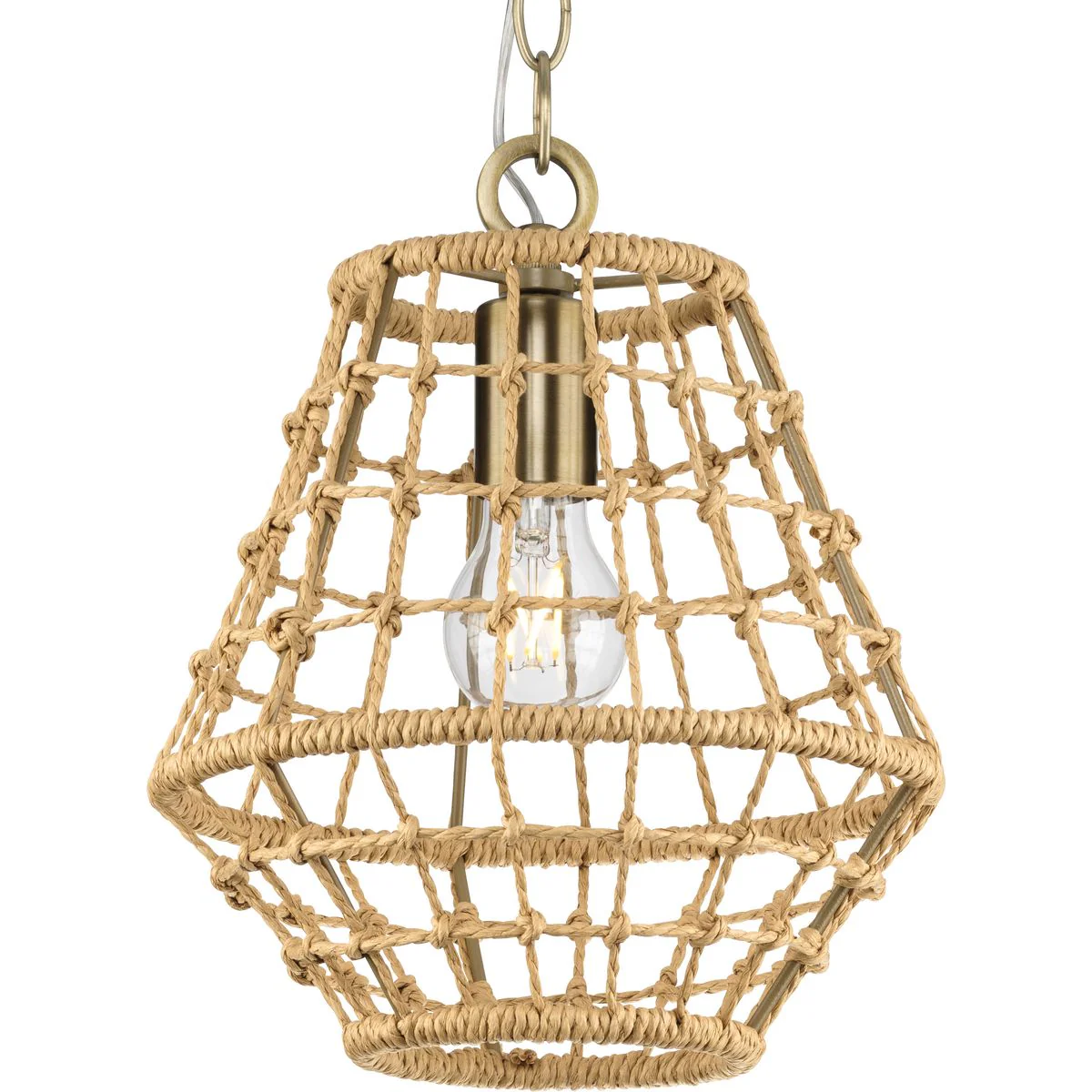 Laila Collection One-Light Pendant with Woven Jute Accent