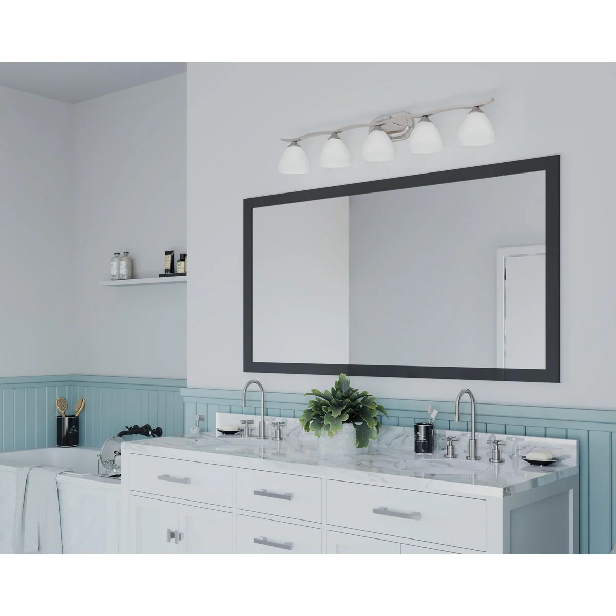Laird Collection Five-Light Etched Glass Bath Vanity Light - Image 3