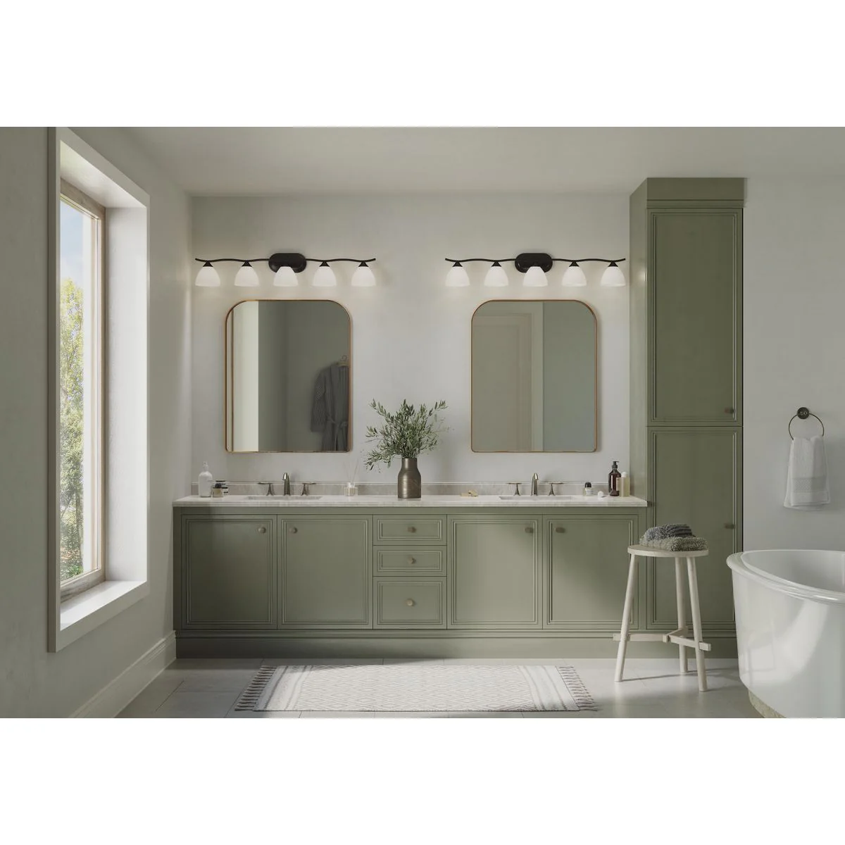 Laird Collection Five-Light Etched Glass Bath Vanity Light - Image 4