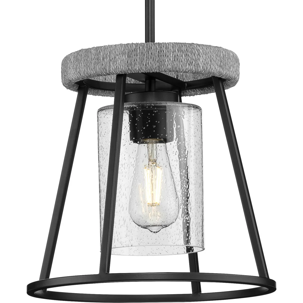 Laramie Collection One-Light Clear Seeded Glass Pendant