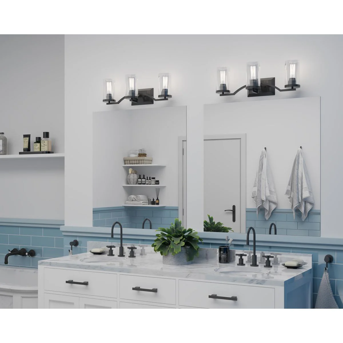Lassiter Collection Three-Light Clear Glass Bath Vanity Light - Image 3