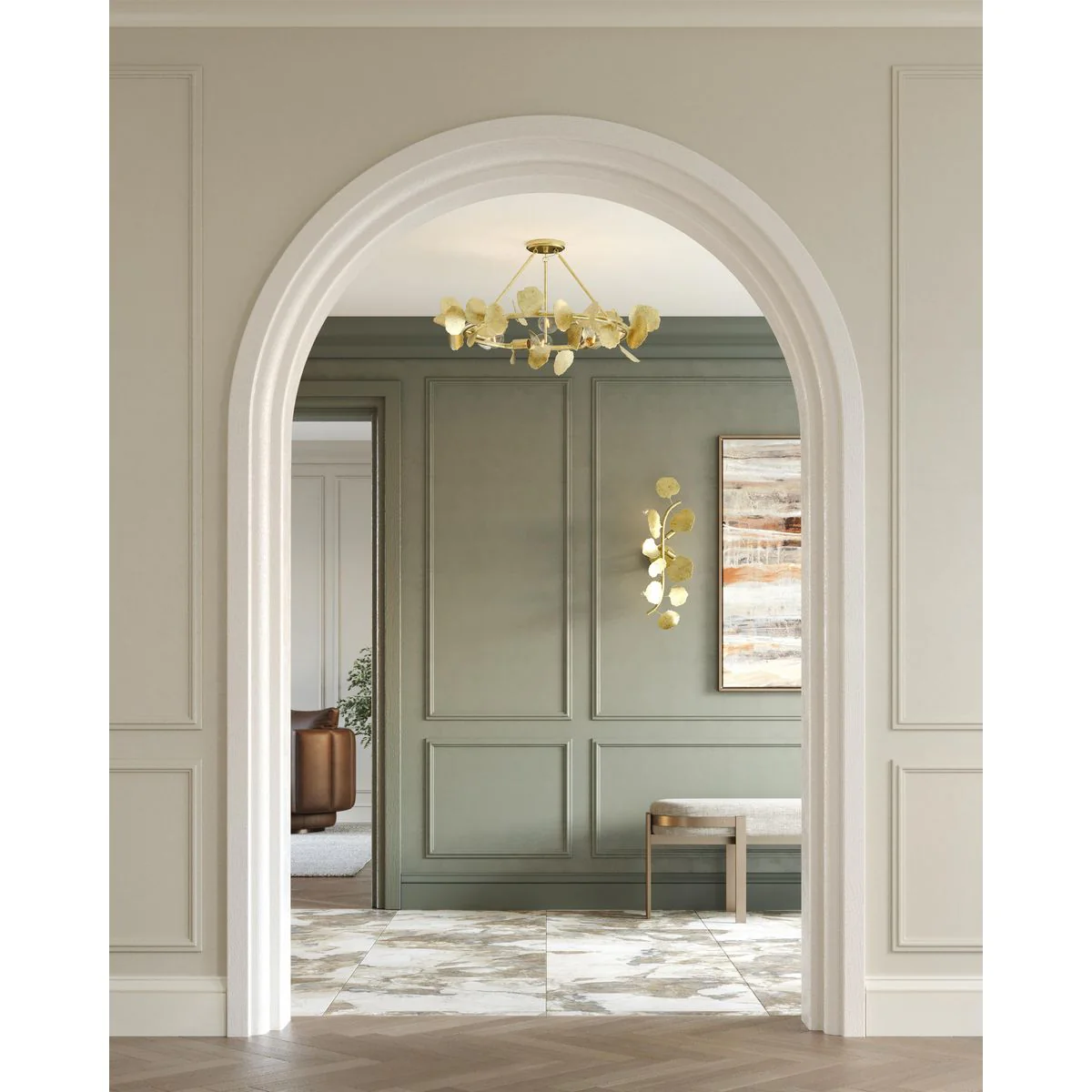 Laurel Collection 28 in. Six-Light Gold Ombre Flush Mount - Image 5