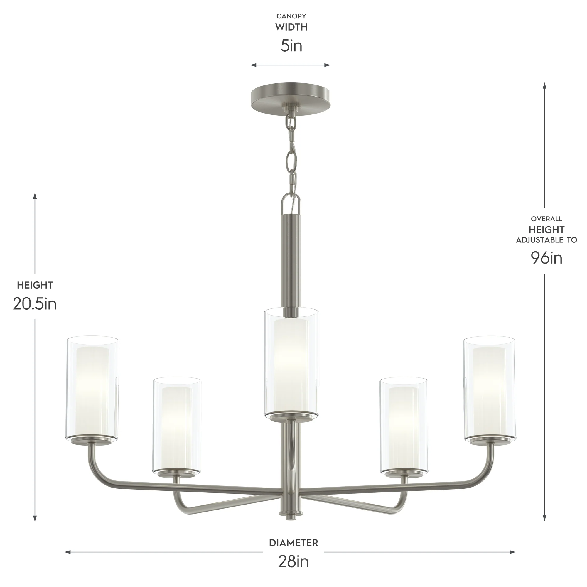 Mack Five-Light Chandelier with Layered Glass Shades - Image 3