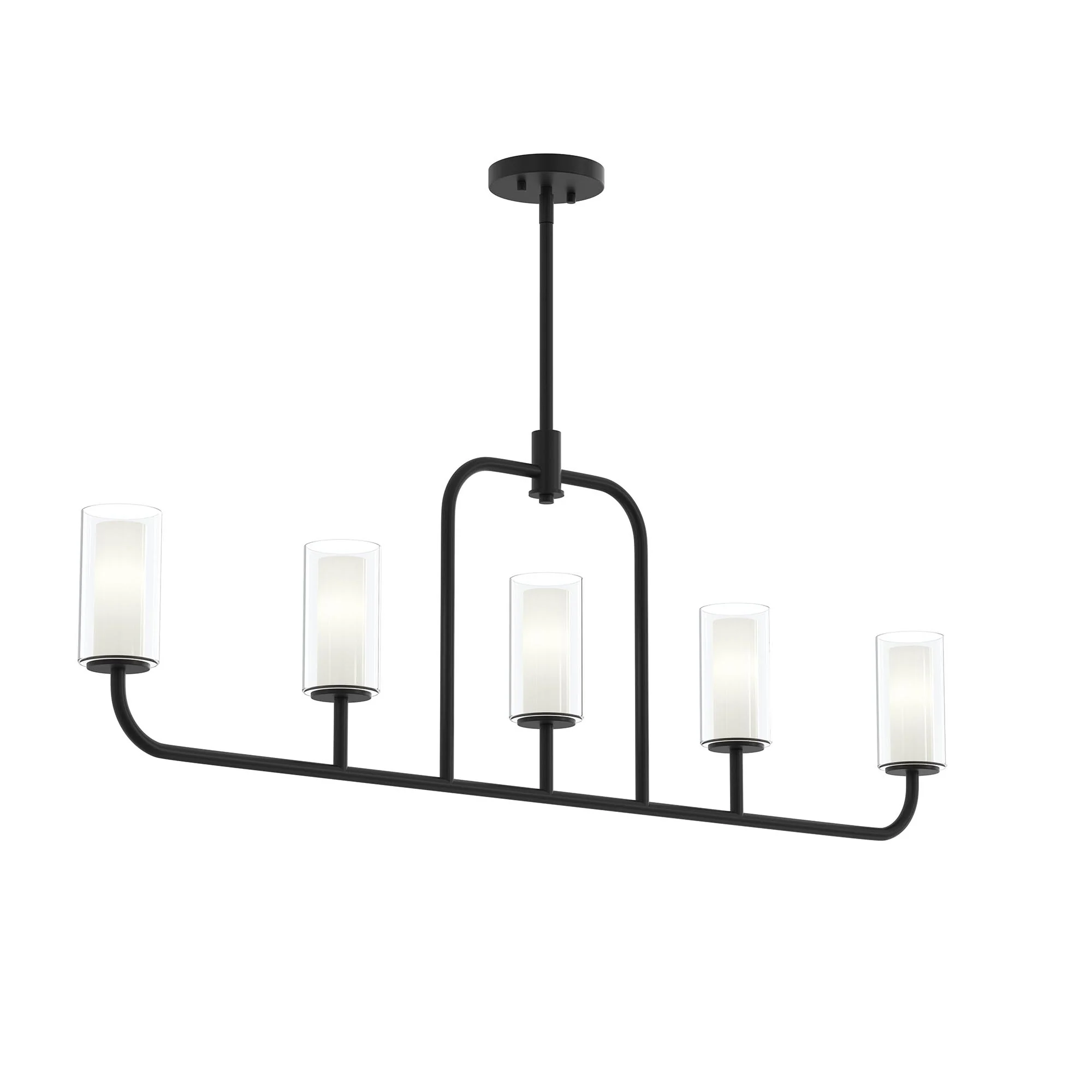 Mack Five-Light Linear Chandelier with Layered Glass Shades - Image 10