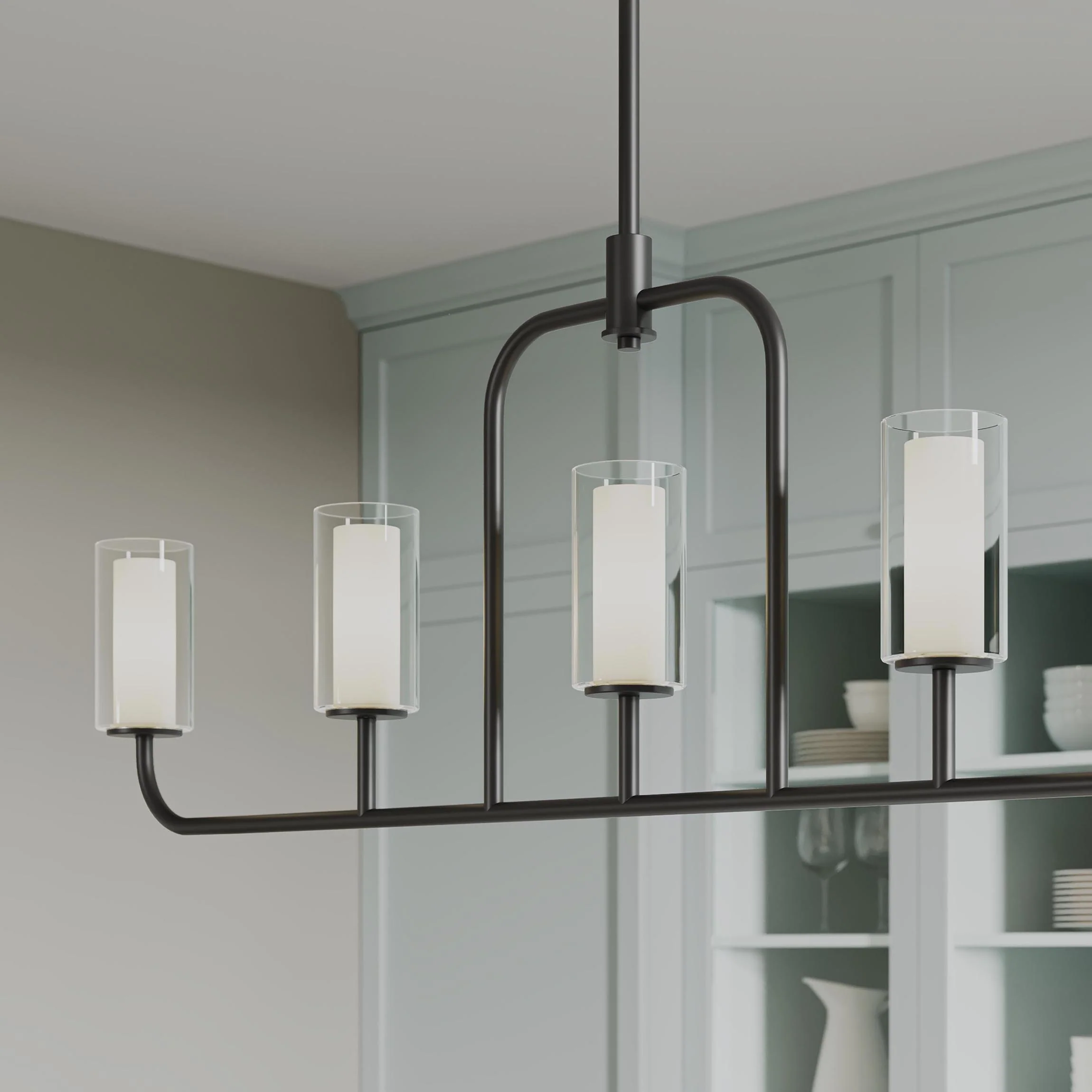 Mack Five-Light Linear Chandelier with Layered Glass Shades - Image 16
