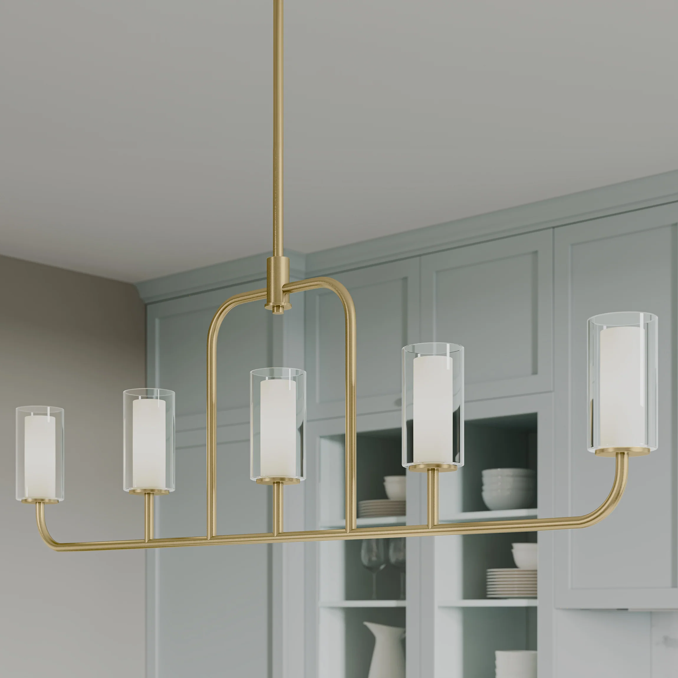 Mack Five-Light Linear Chandelier with Layered Glass Shades - Image 20