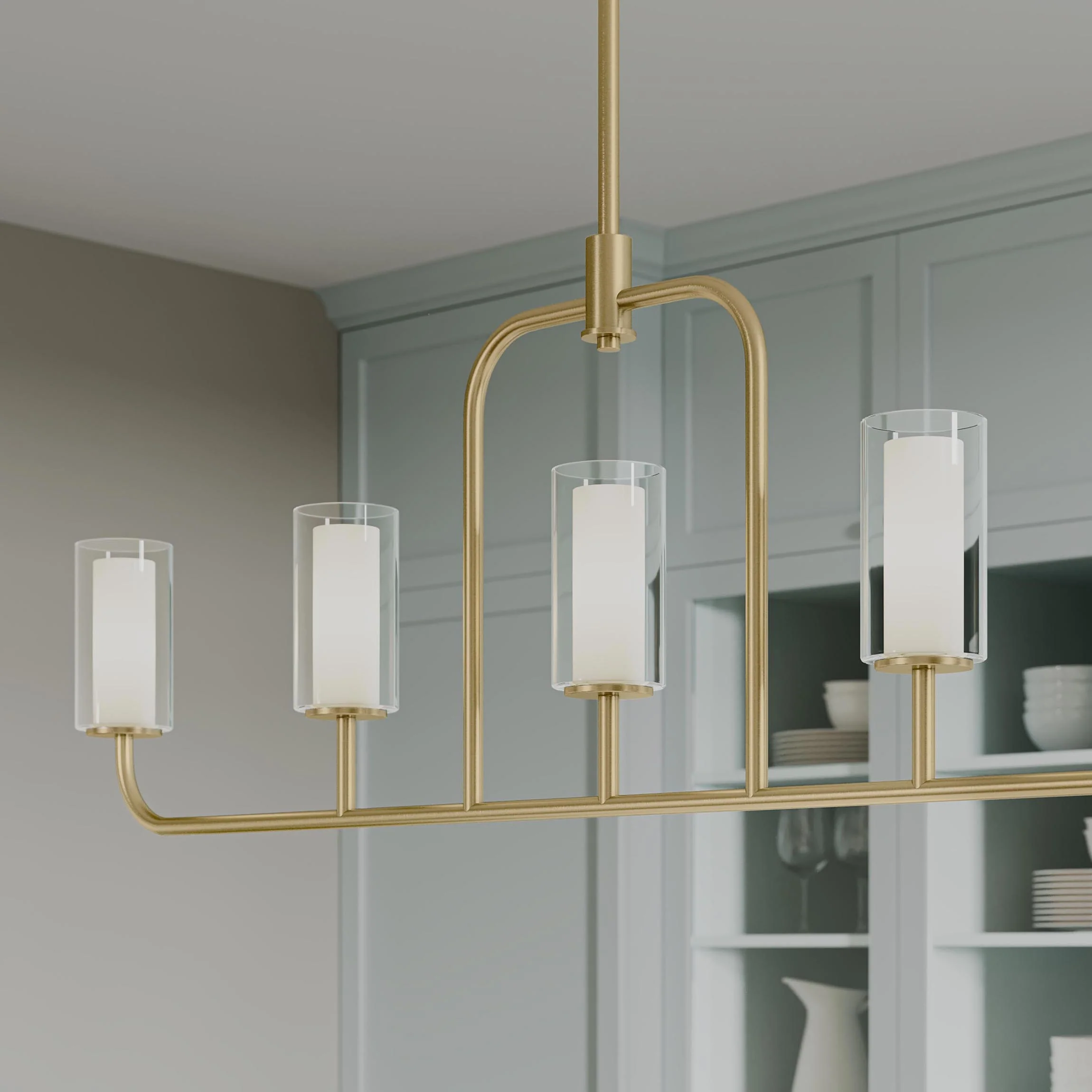 Mack Five-Light Linear Chandelier with Layered Glass Shades - Image 24